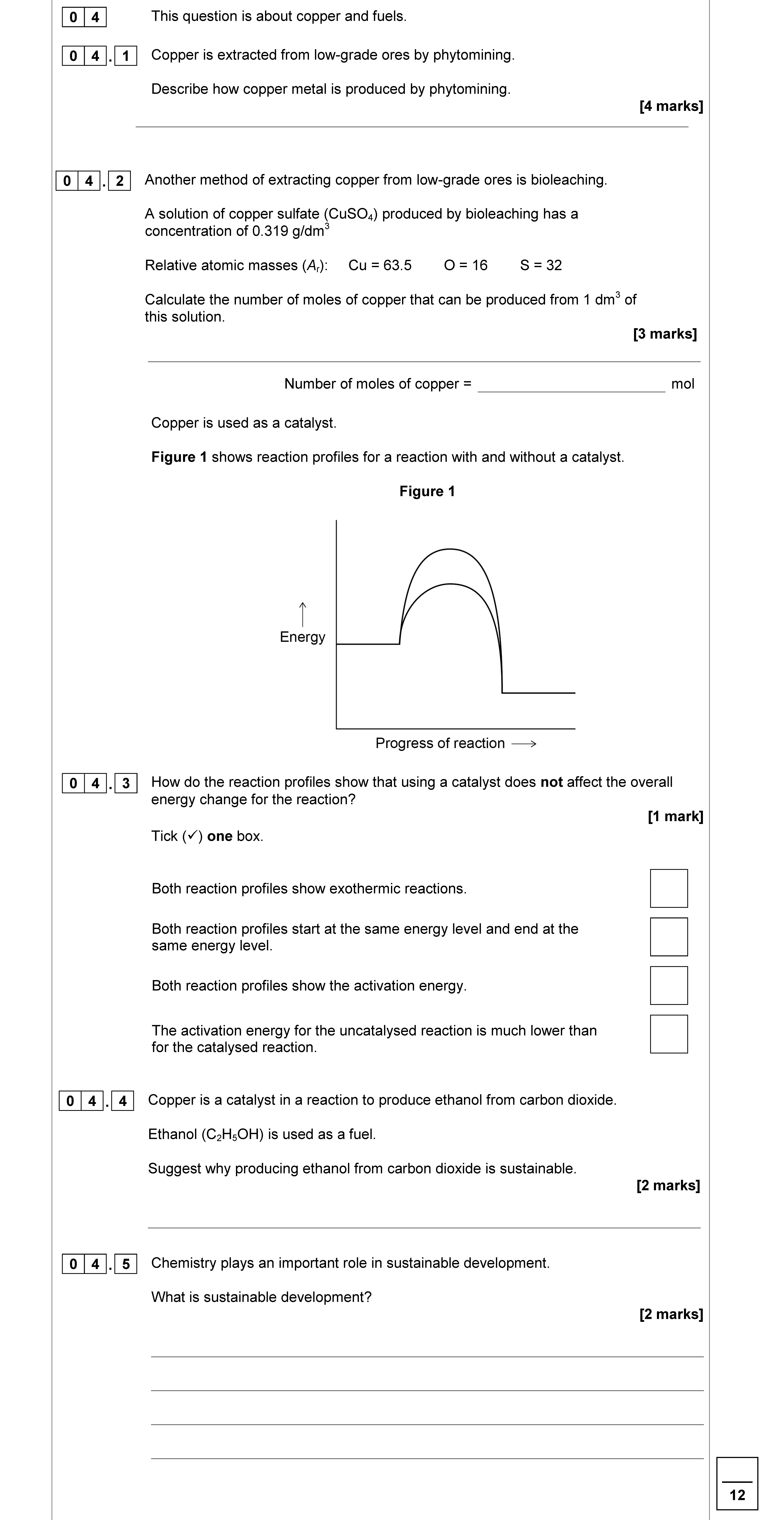 Copper-is-extracted-from-low-grade-ores-by-phyto-mining-AQA-GCSE Chemistry Combined Science-Question 4-2019-Paper 2.png