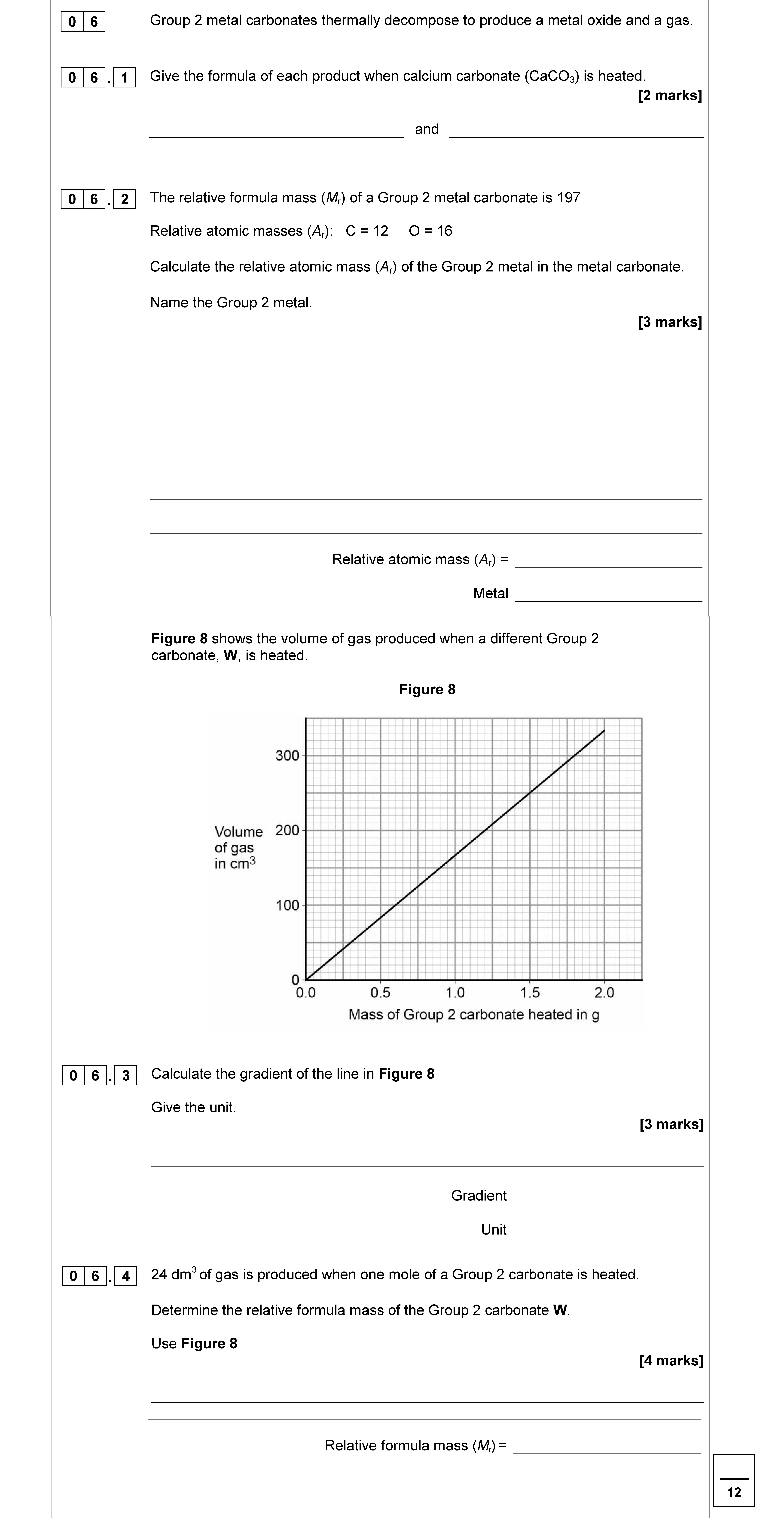 Group-2-metal-carbonates-thermally-decompose-to-produce-a-metal-oxide-and-a-gas-AQA-GCSE Chemistry Combined Science-Question 6-2018-Paper 1.png