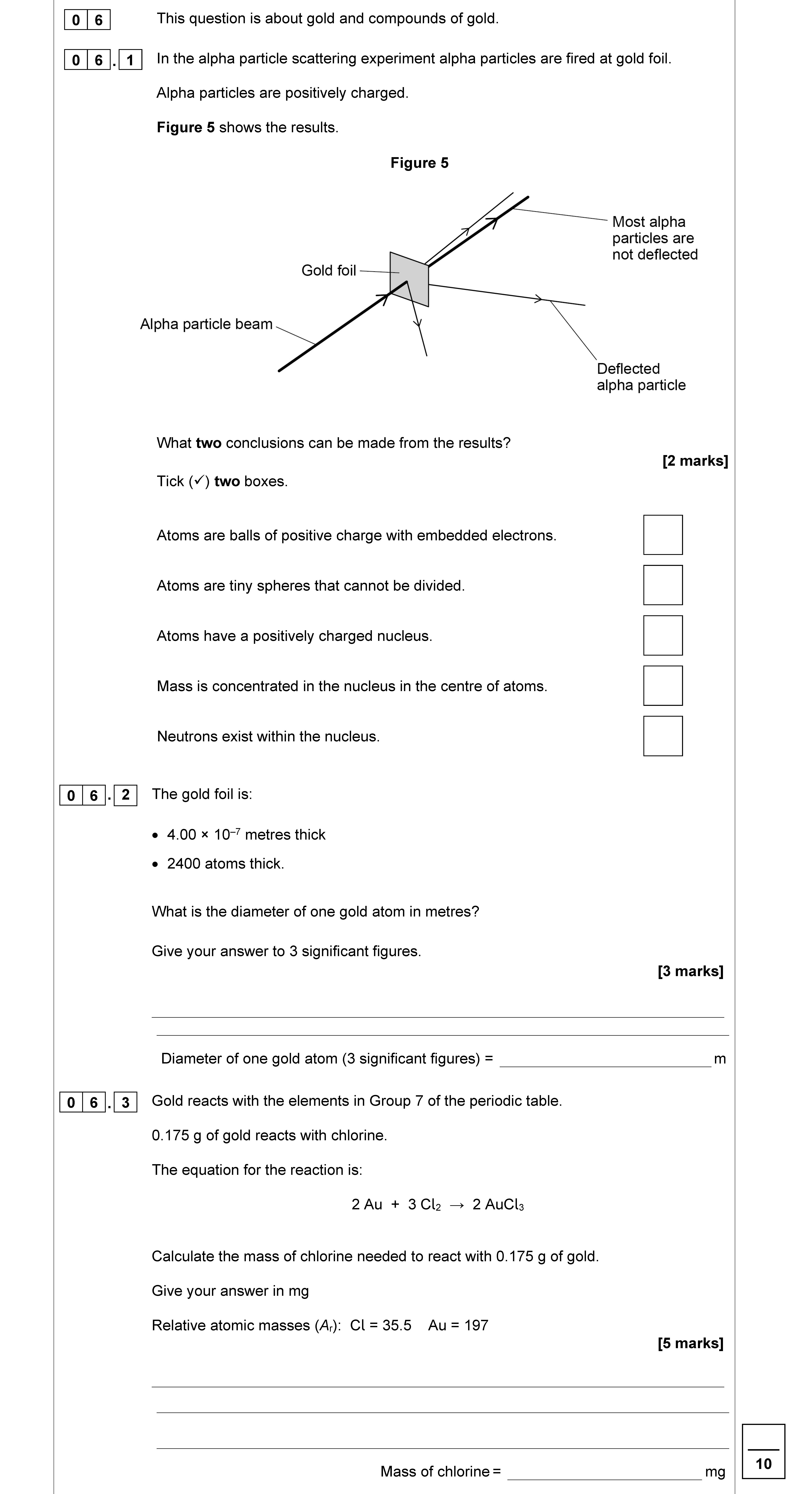 This-question-is-about-gold-and-compounds-of-gold-AQA-GCSE Chemistry Combined Science-Question 6-2020-Paper 1.png