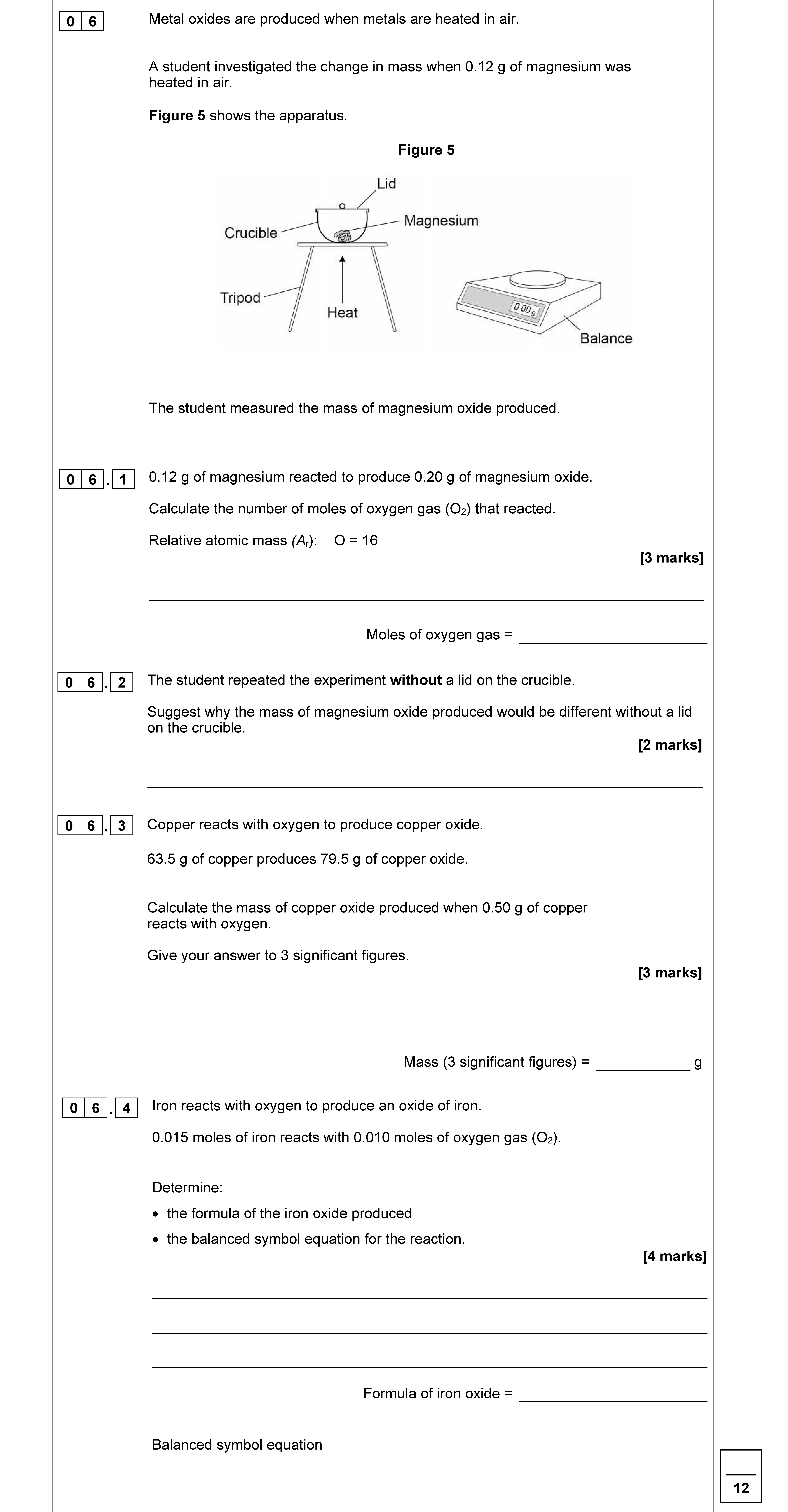 Metal-oxides-are-produced-when-metals-are-heated-in-air-AQA-GCSE Chemistry Combined Science-Question 6-2021-Paper 1.png