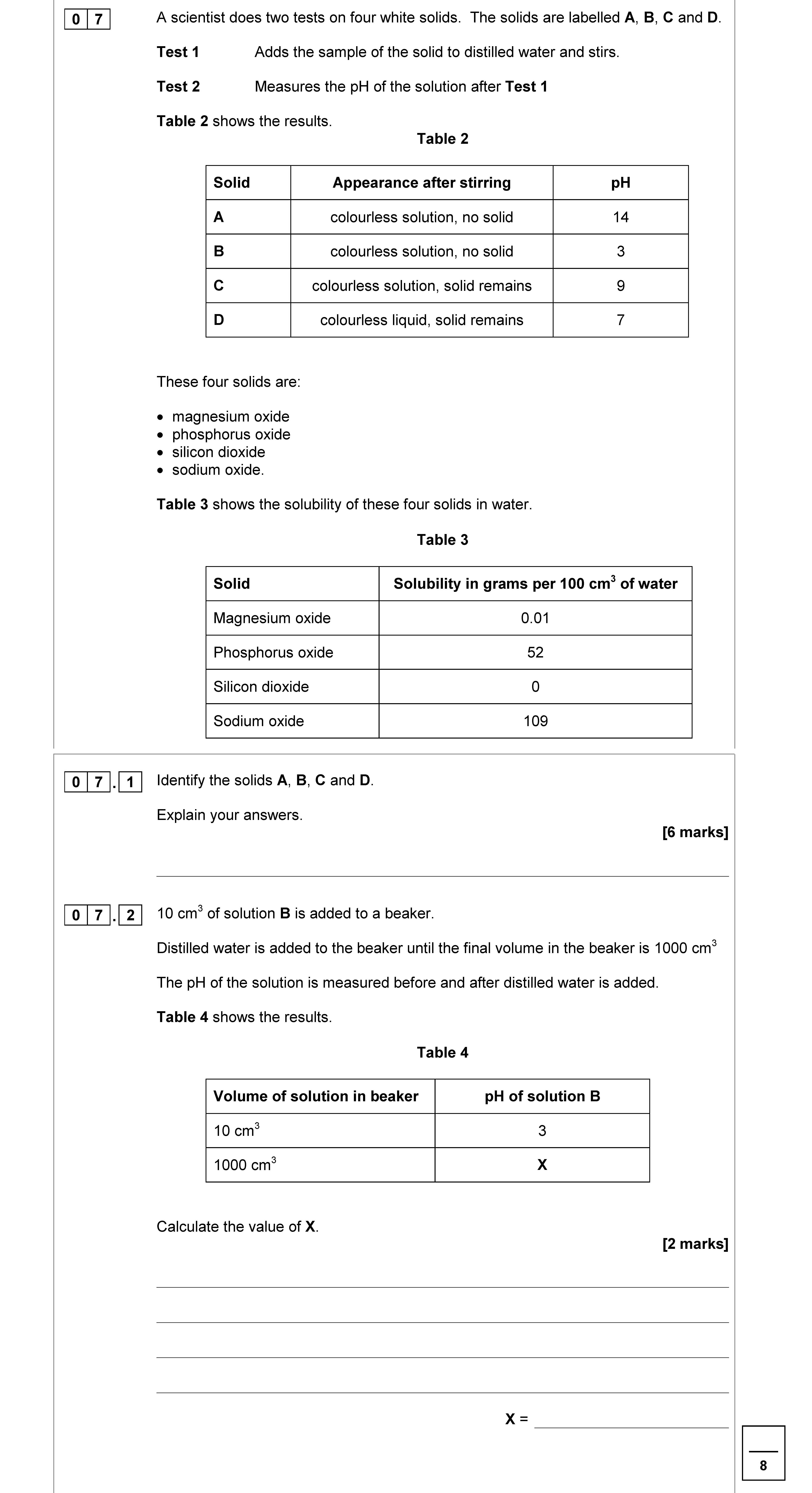 A-scientist-does-two-tests-on-four-white-solids-AQA-GCSE Chemistry Combined Science-Question 7-2018-Paper 1.png