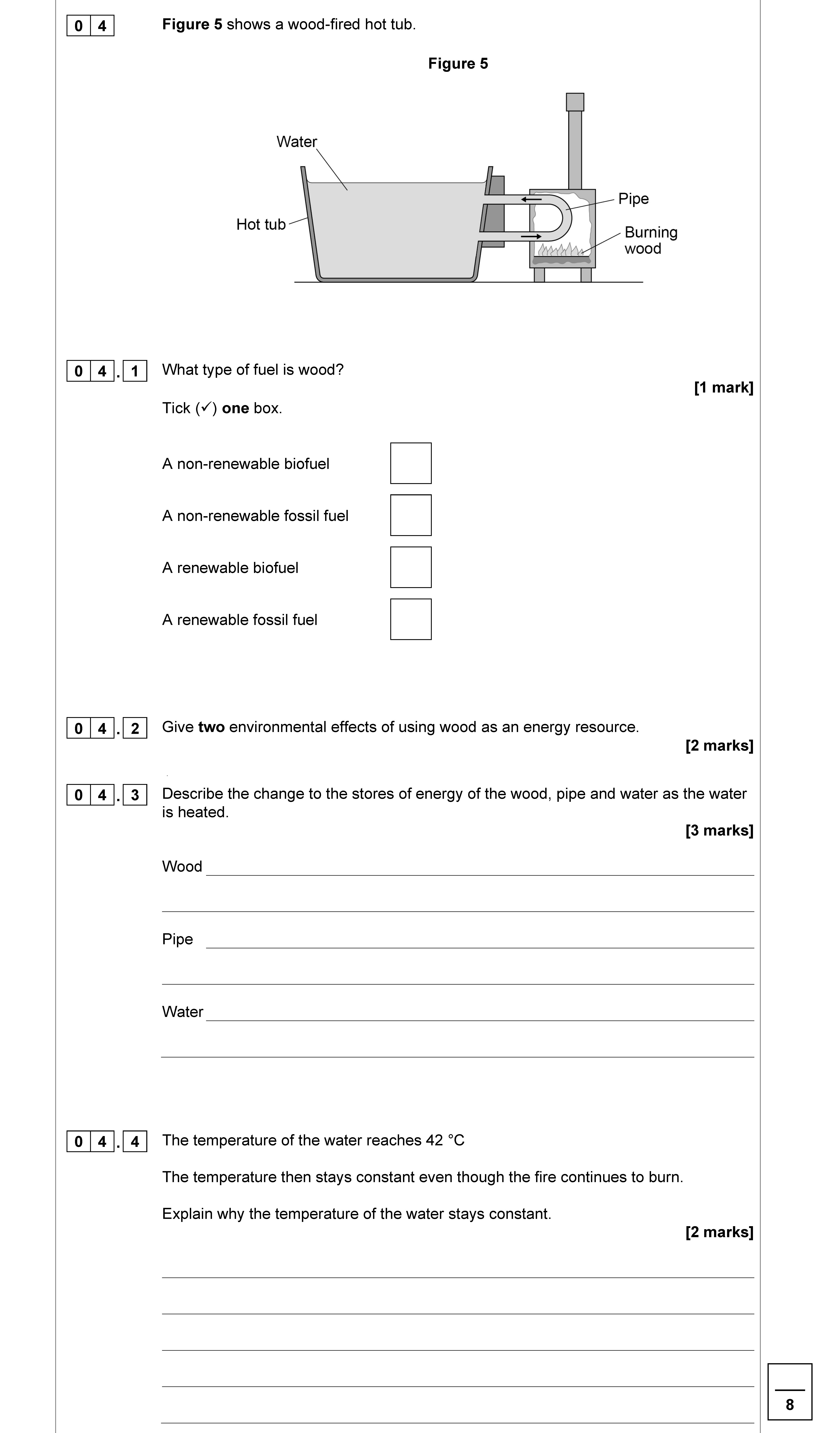 What-type-of-fuel-is-wood?-Tick-(✓)-one-box-AQA-GCSE Physics Combined Science-Question 4-2020-Paper 1.png