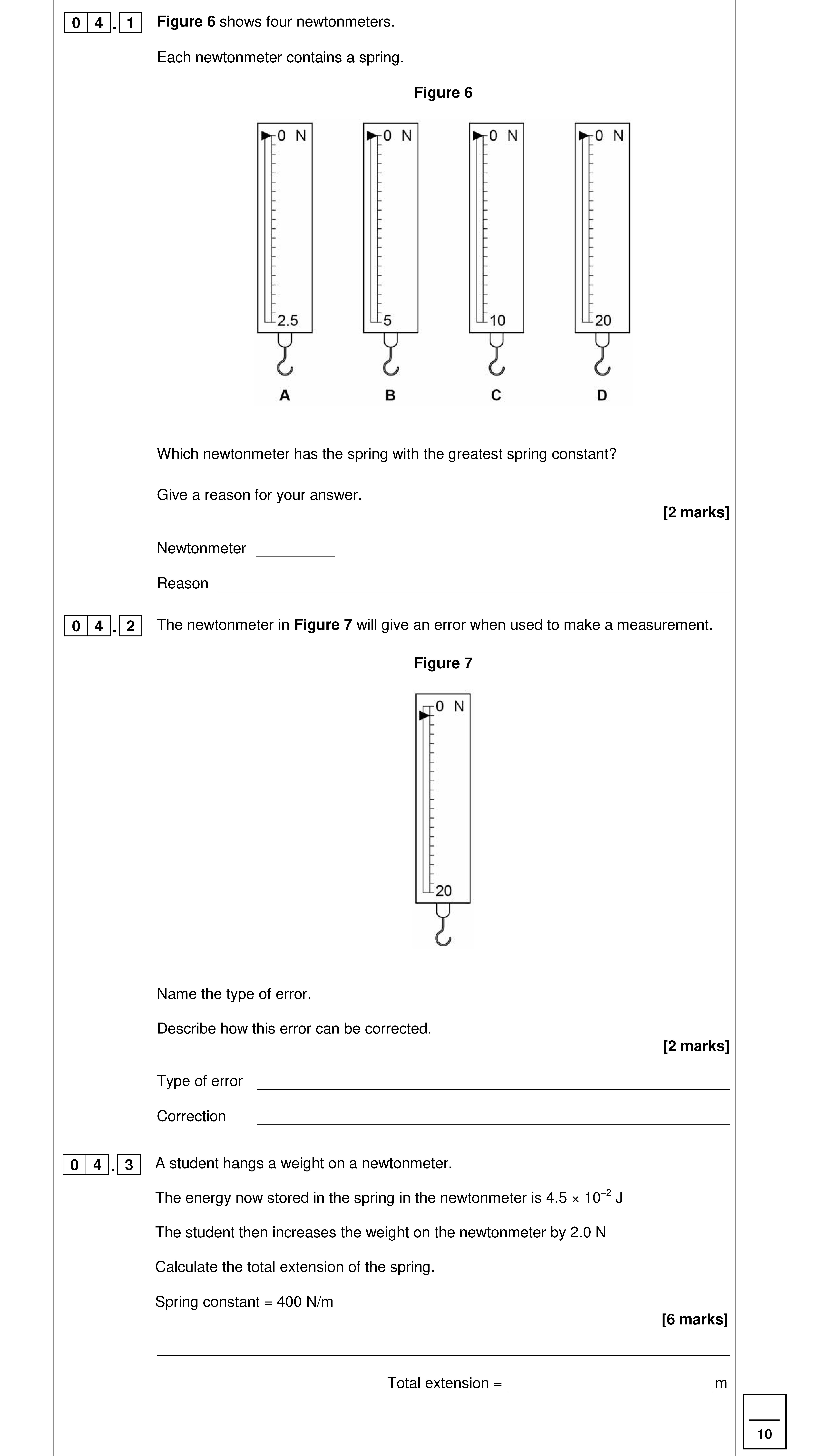 Figure-6-shows-four-newtonmeters-AQA-GCSE Physics Combined Science-Question 4-2018-Paper 2.png
