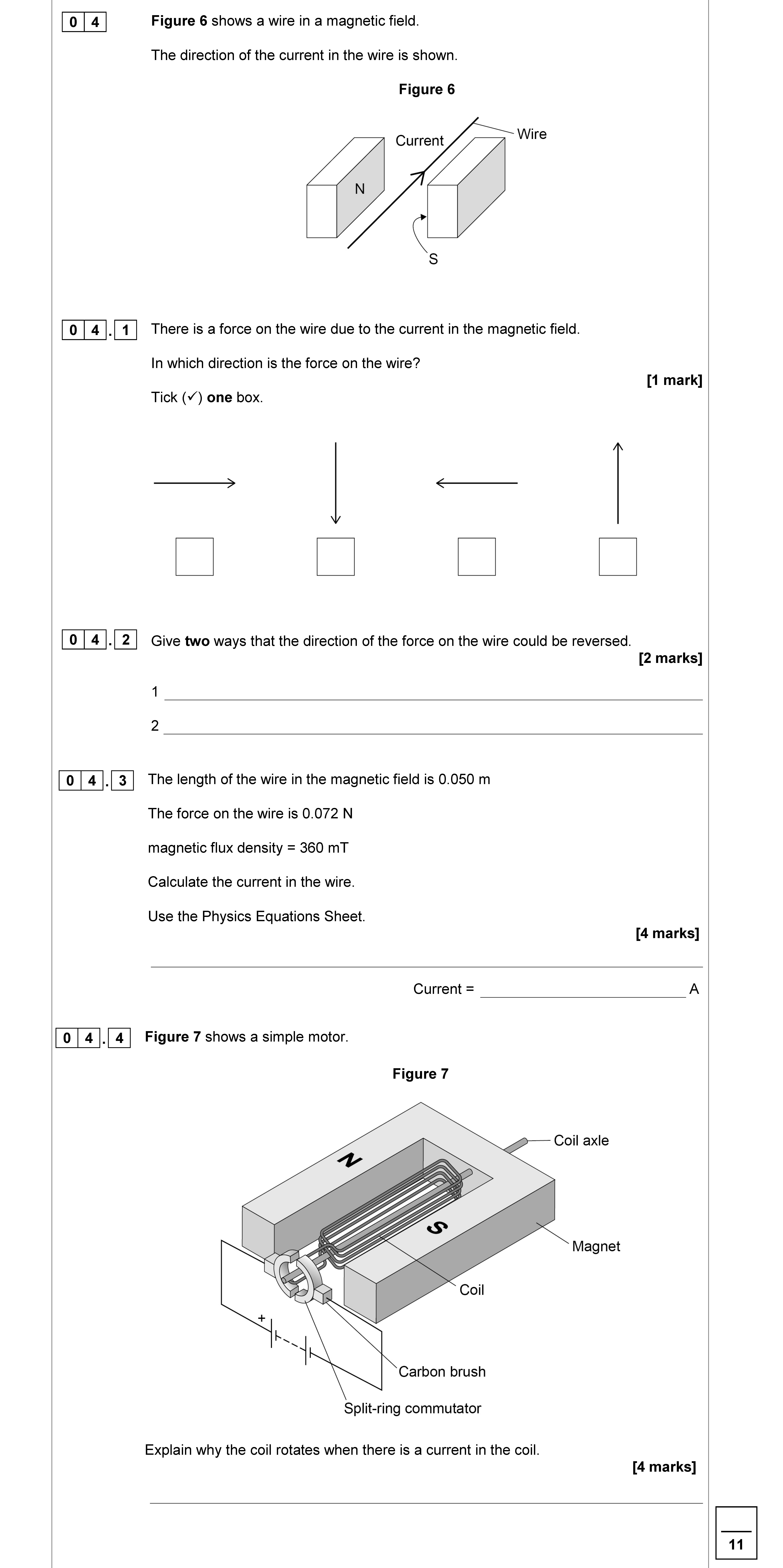 Figure-6-shows-a-wire-in-a-magnetic-field-AQA-GCSE Physics Combined Science-Question 4-2019-Paper 2.png