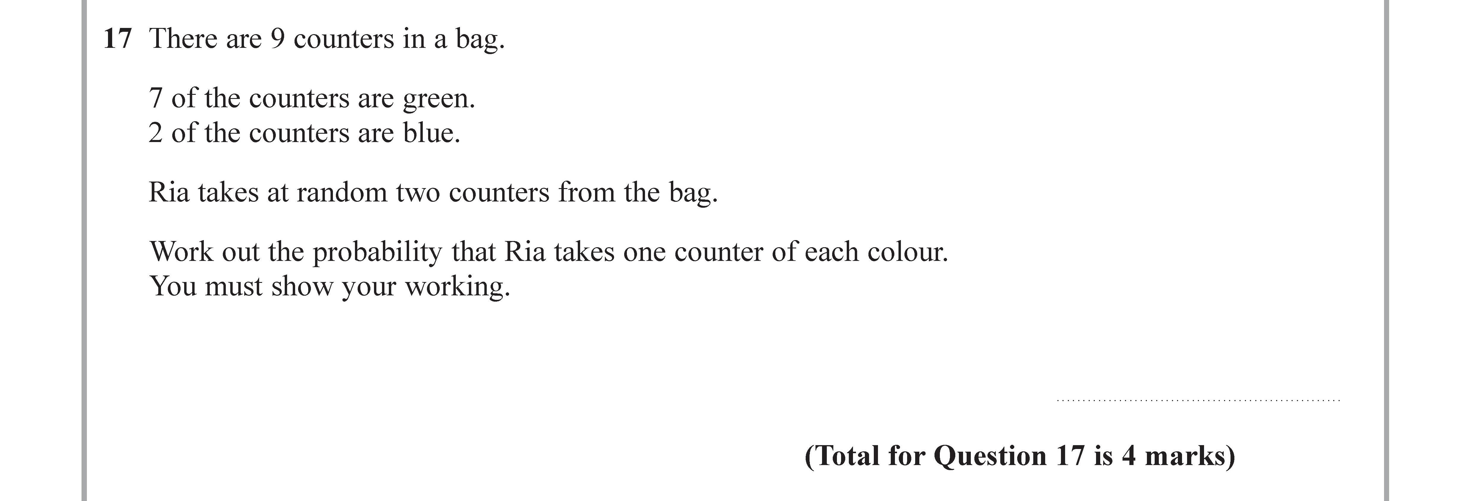 There-are-9-counters-in-a-bag-Edexcel-GCSE Maths-Question 17-2017-Paper 1.png
