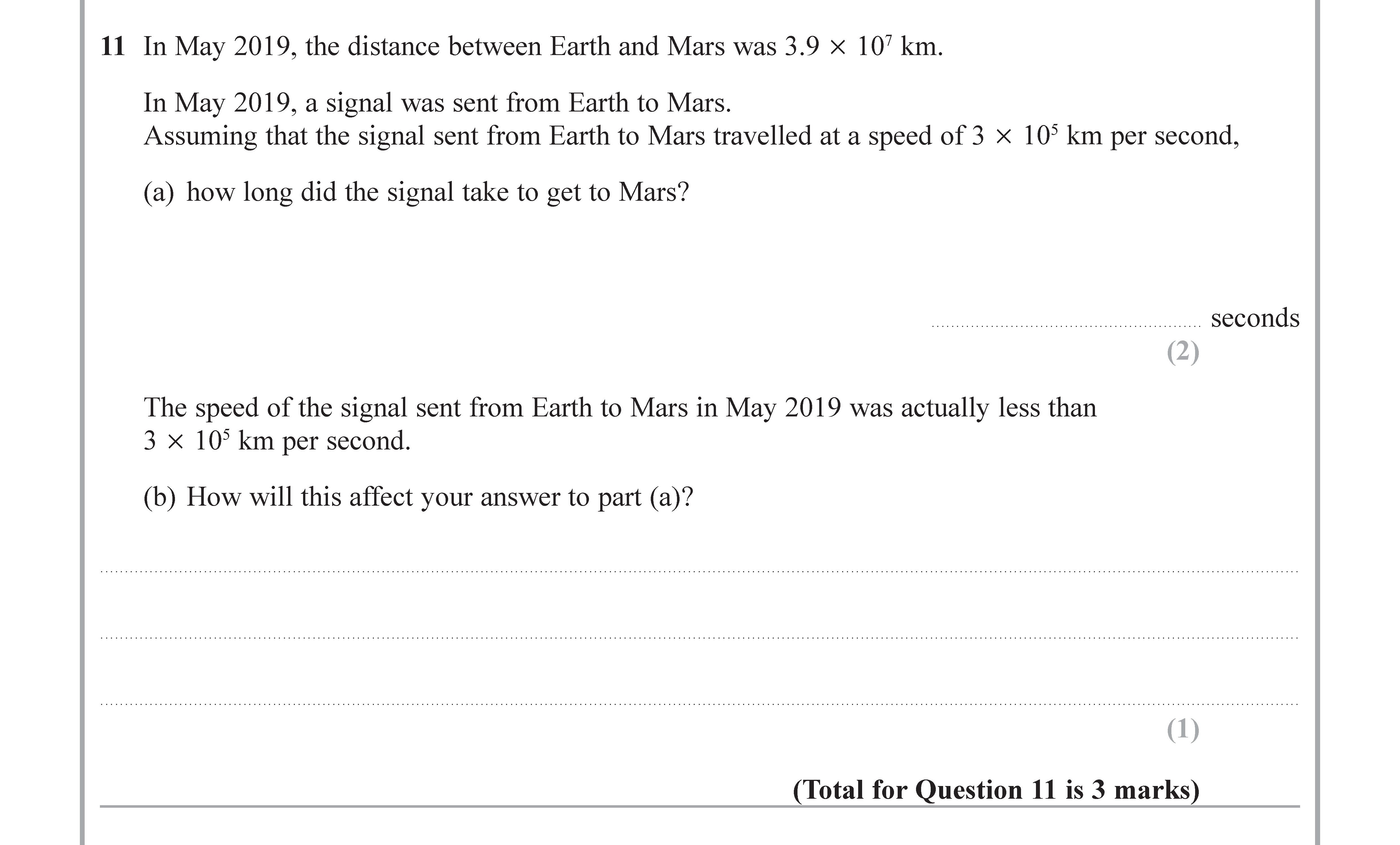 In-May-2019,-the-distance-between-Earth-and-Mars-was-3.9-×-10⁷-km-Edexcel-GCSE Maths-Question 13-2019-Paper 3.png