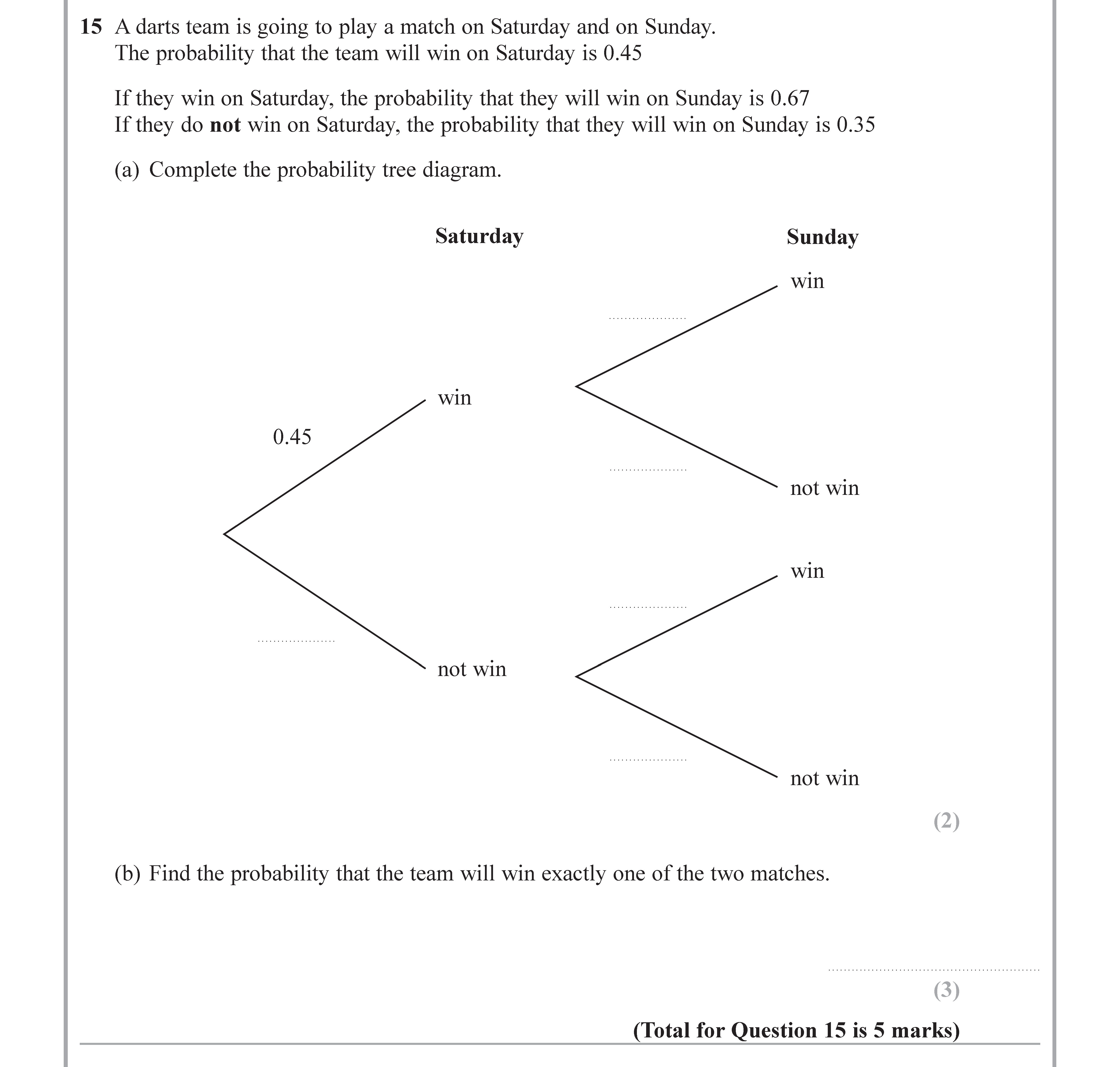 A-darts-team-is-going-to-play-a-match-on-Saturday-and-on-Sunday-Edexcel-GCSE Maths-Question 16-2018-Paper 2.png
