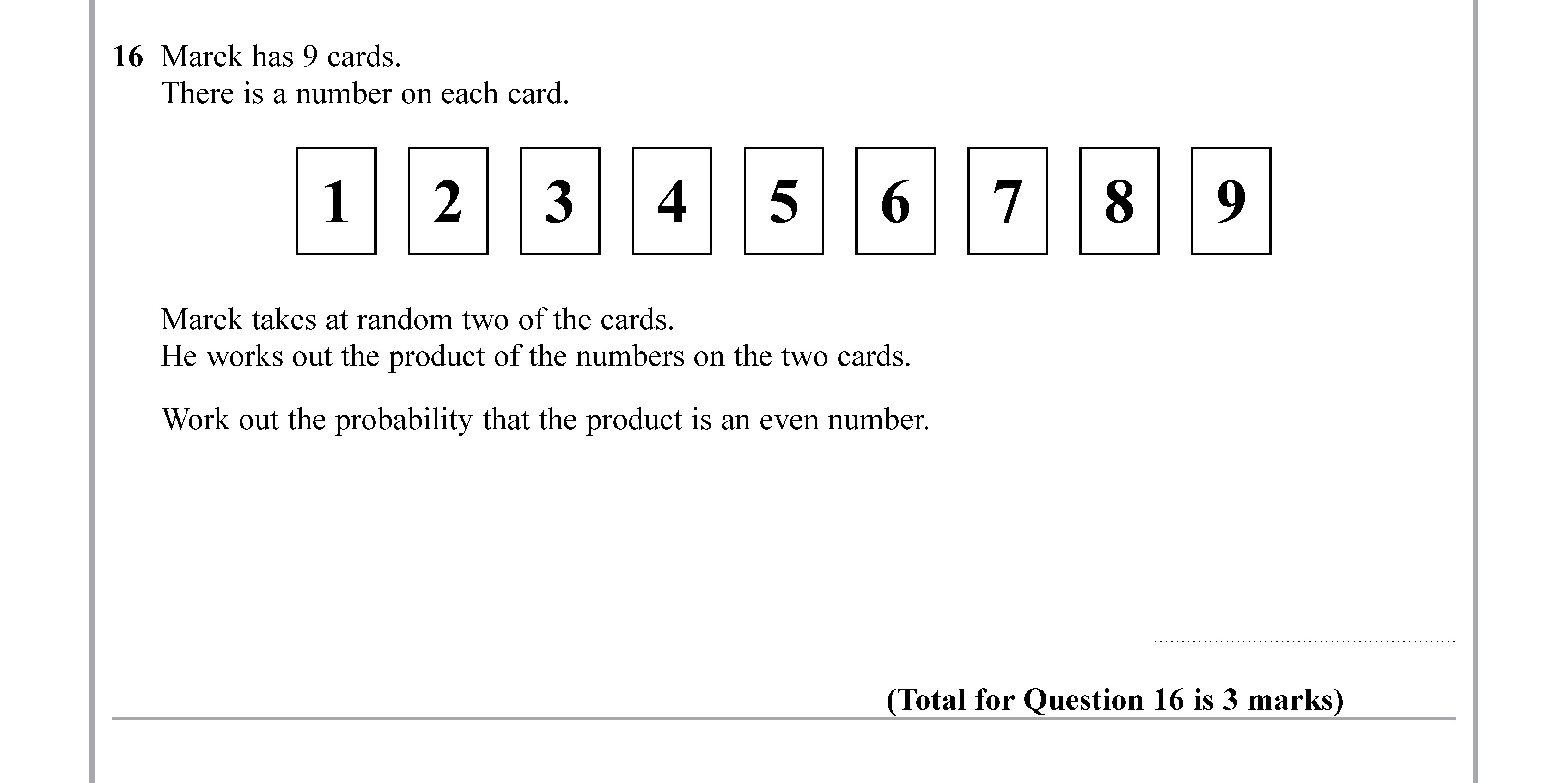 Marek-has-9-cards-Edexcel-GCSE Maths-Question 17-2019-Paper 2.png