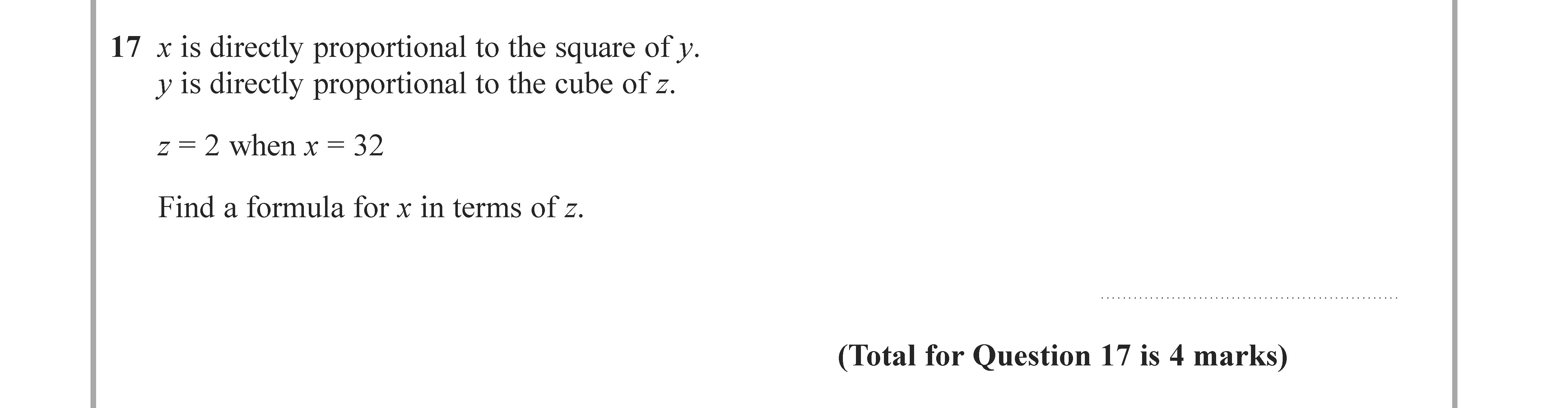 17.-$x$-is-directly-proportional-to-the-square-of-$y$-Edexcel-GCSE Maths-Question 18-2021-Paper 3.png