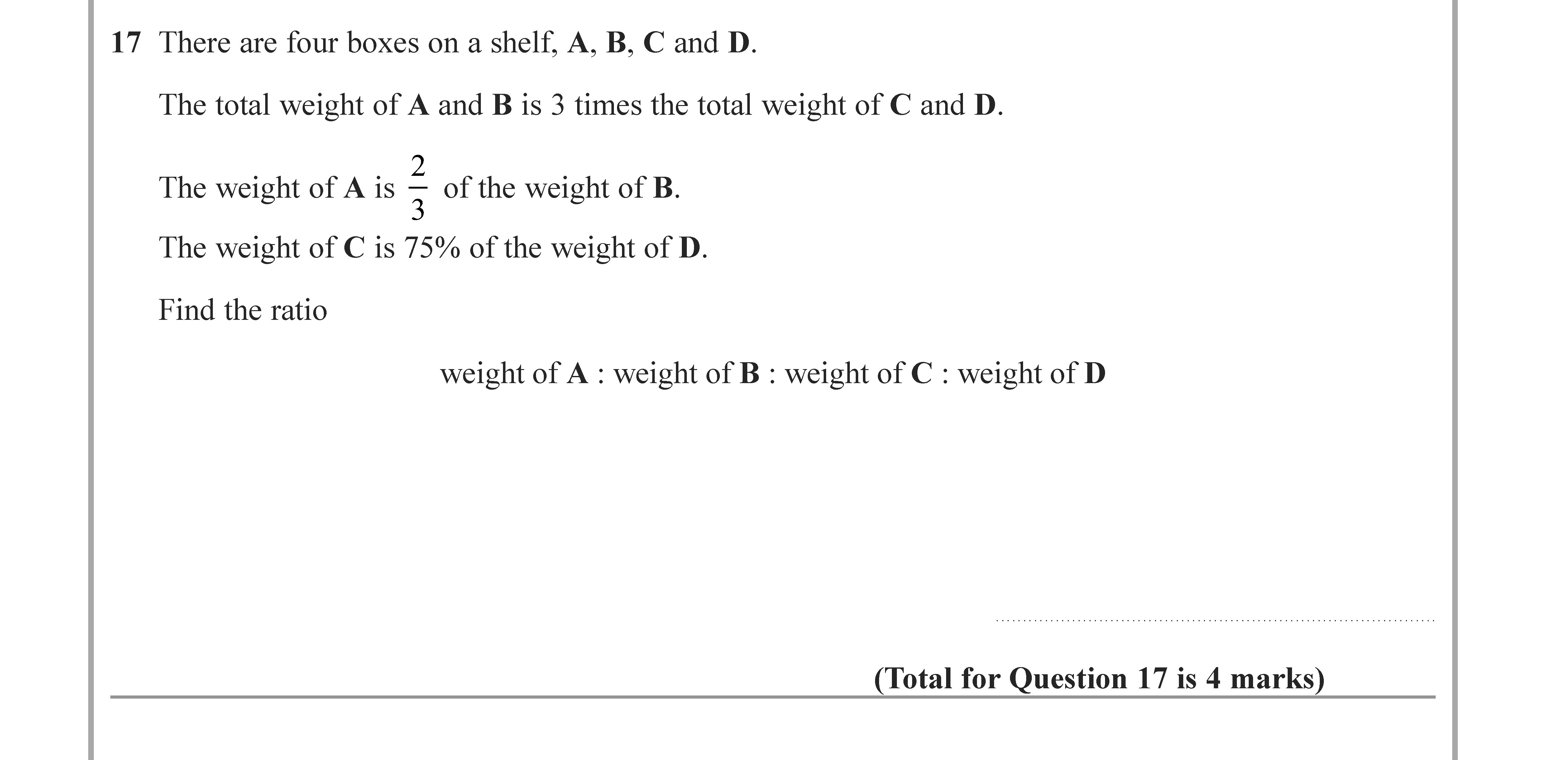 There-are-four-boxes-on-a-shelf,-A,-B,-C-and-D-Edexcel-GCSE Maths-Question 17-2022-Paper 3.png