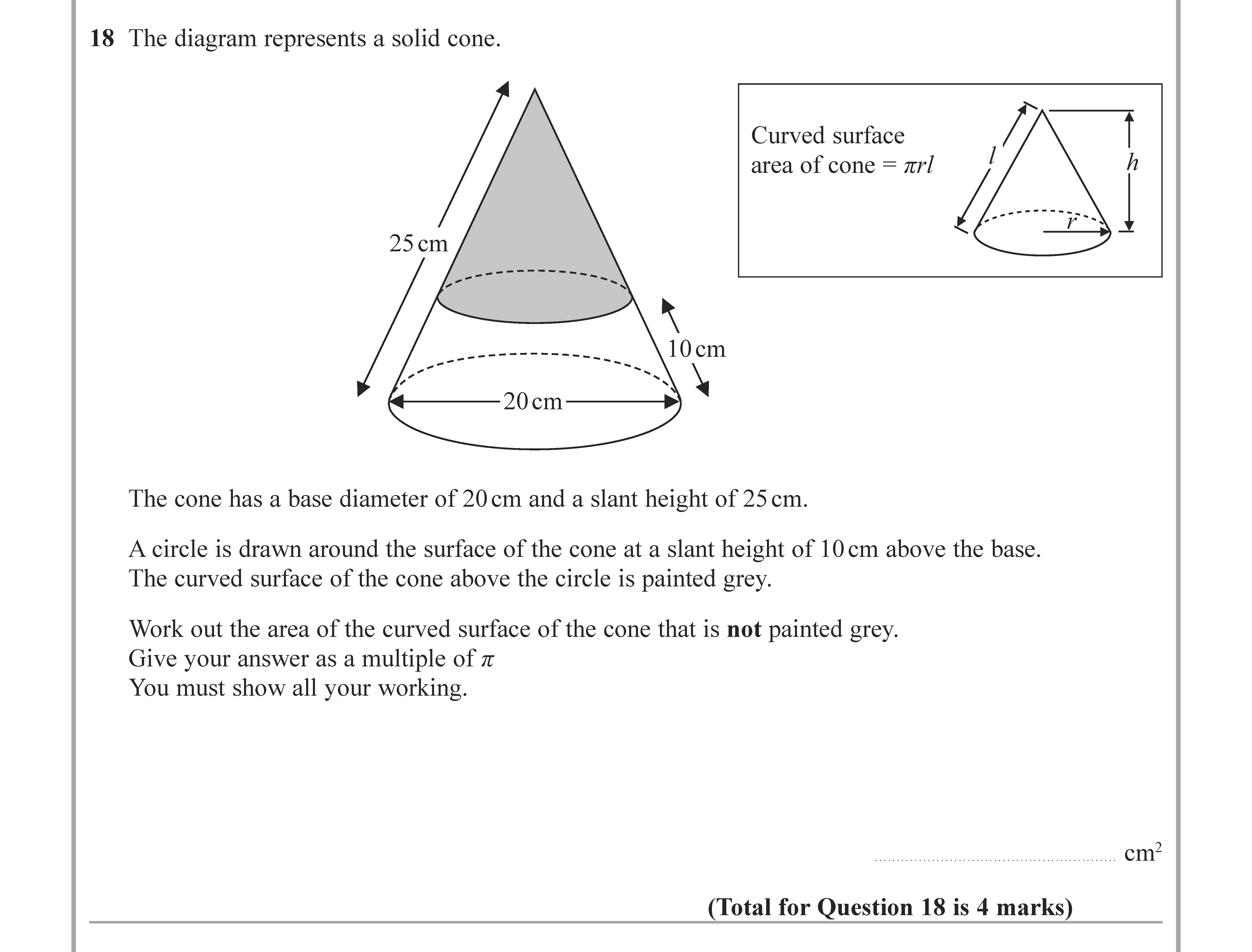 The-diagram-represents-a-solid-cone-Edexcel-GCSE Maths-Question 19-2020-Paper 2.png