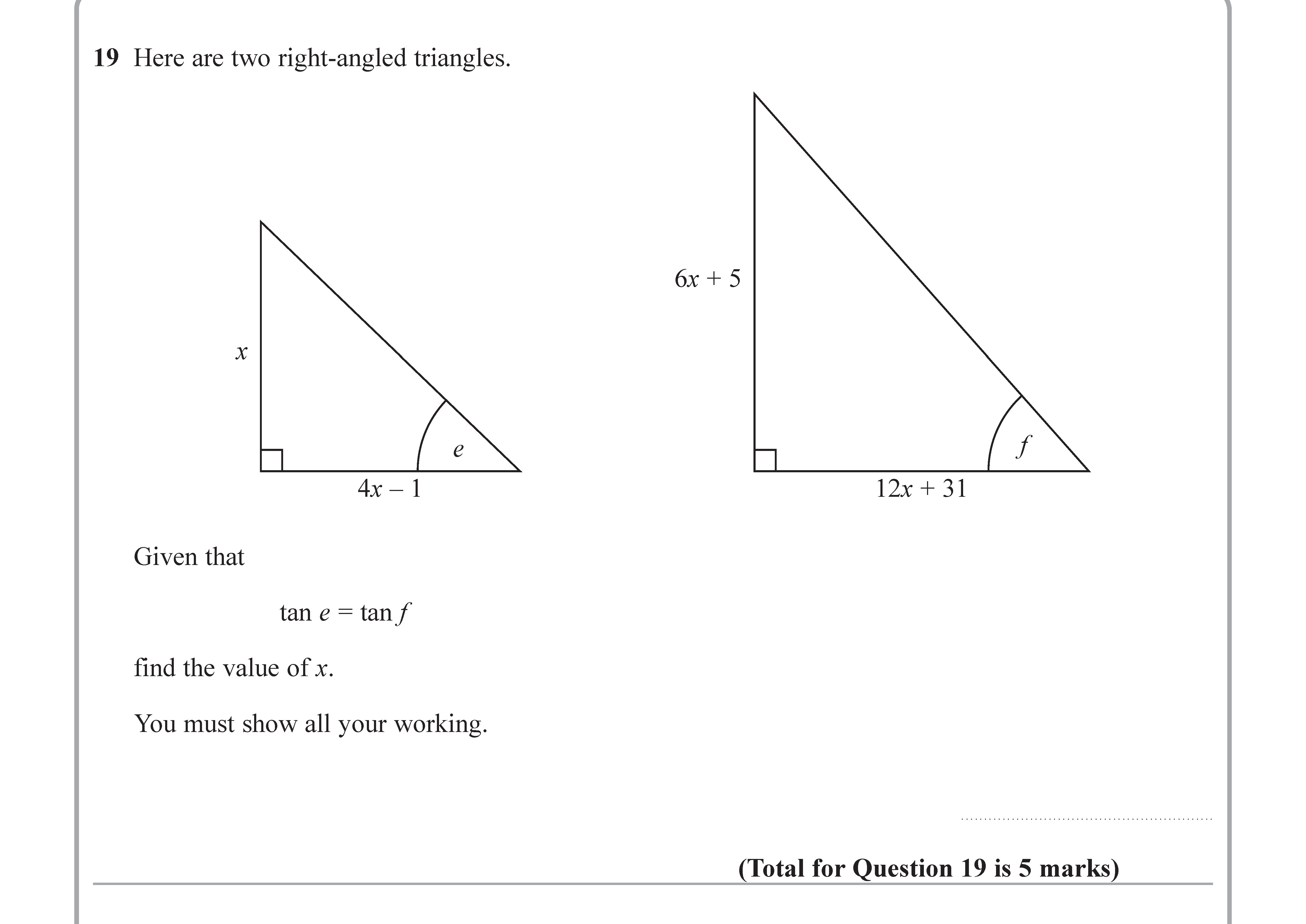 Here-are-two-right-angled-triangles-Edexcel-GCSE Maths-Question 21-2018-Paper 3.png