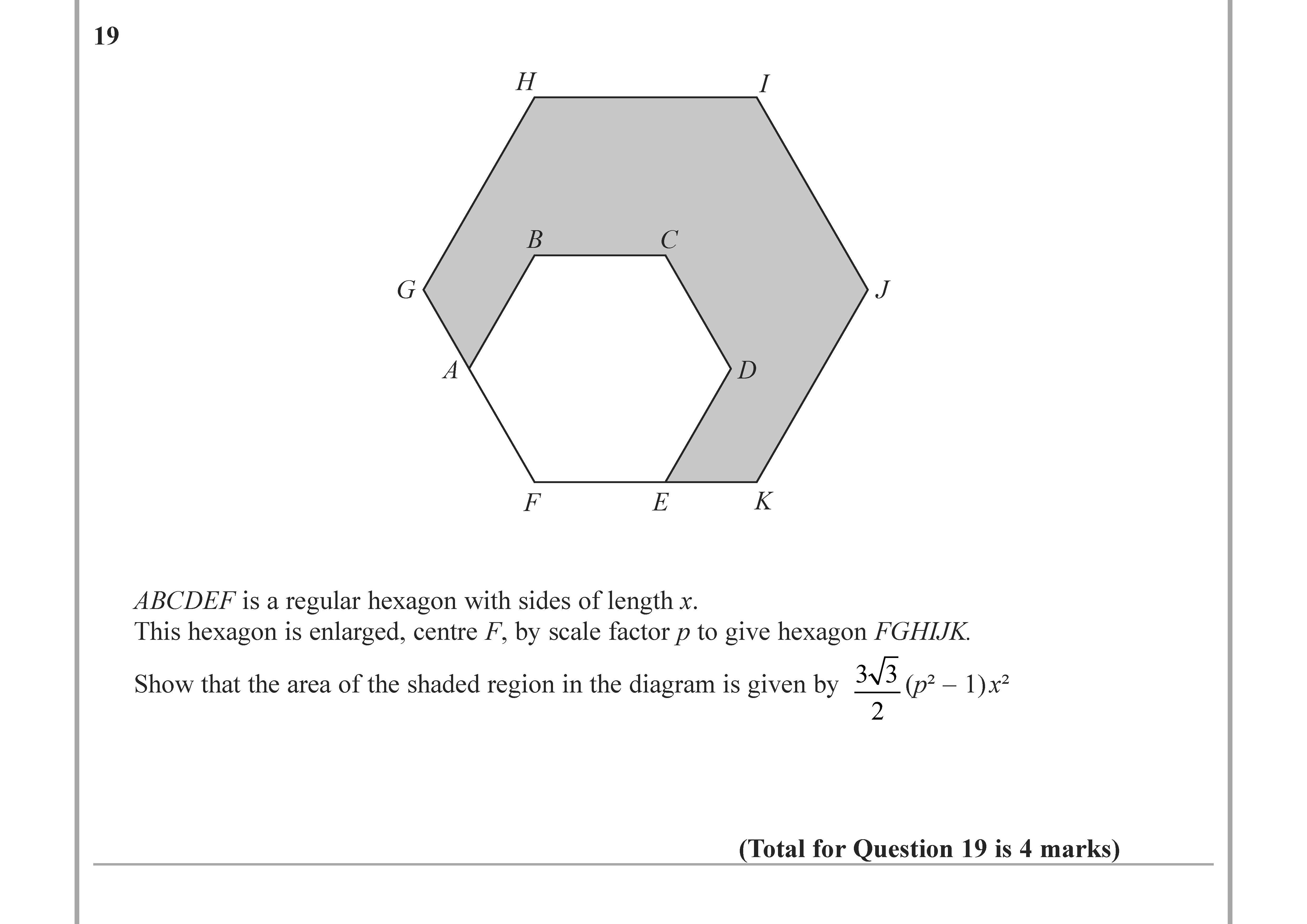 ABCDEF-is-a-regular-hexagon-with-sides-of-length-$x$-Edexcel-GCSE Maths-Question 19-2020-Paper 3.png
