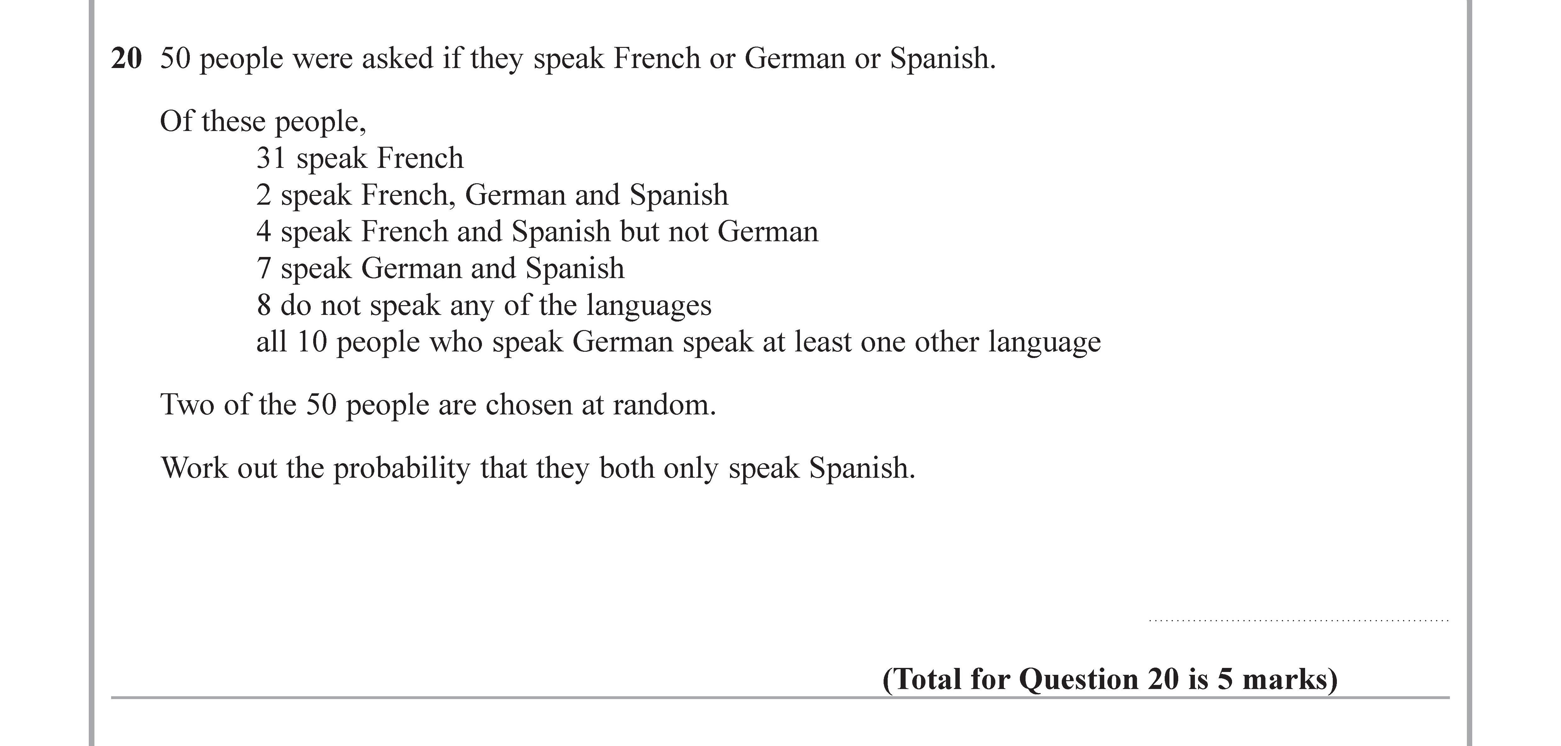 50-people-were-asked-if-they-speak-French-or-German-or-Spanish-Edexcel-GCSE Maths-Question 21-2018-Paper 3.png