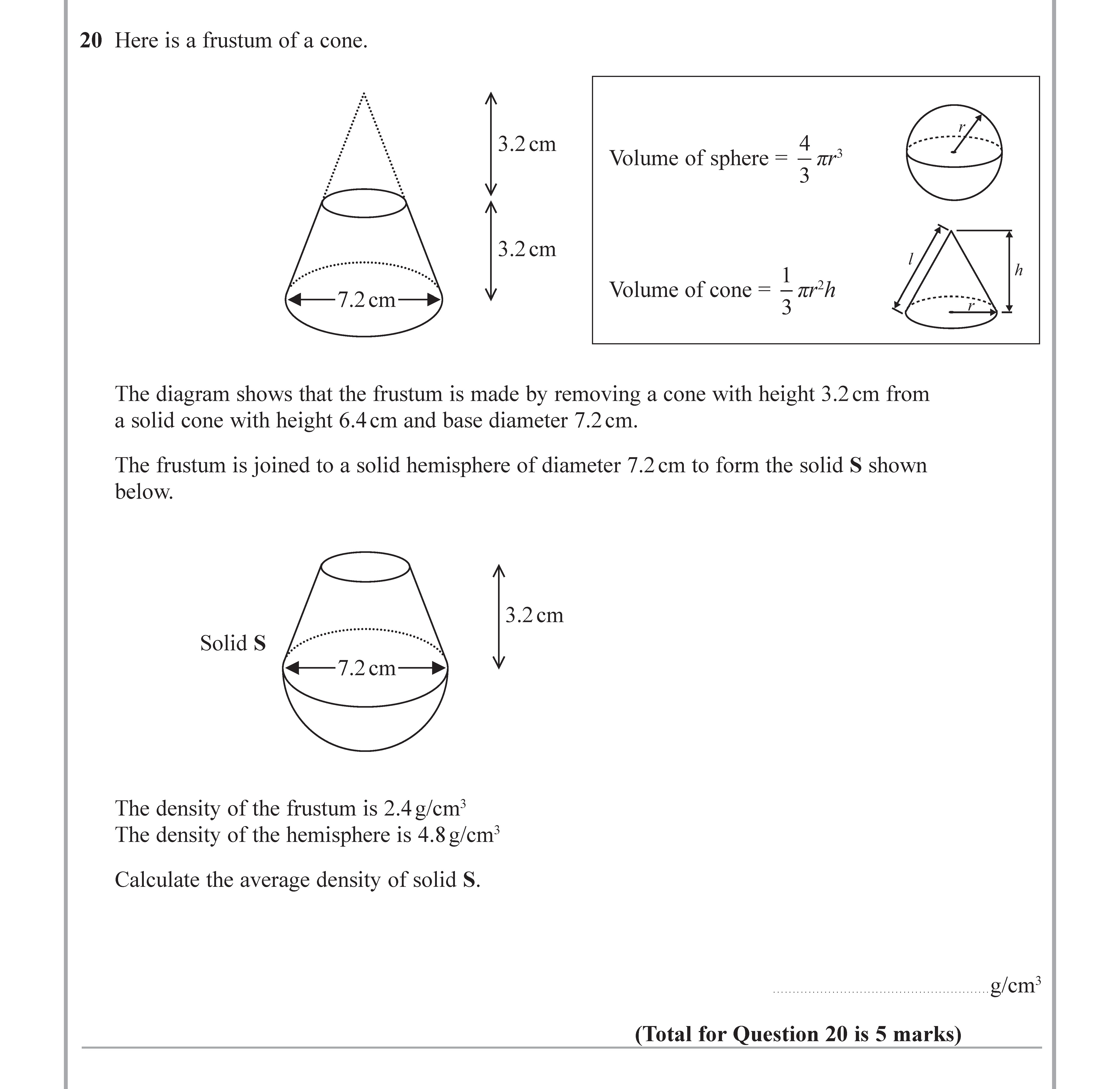 Here-is-a-frustum-of-a-cone-Edexcel-GCSE Maths-Question 21-2018-Paper 2.png
