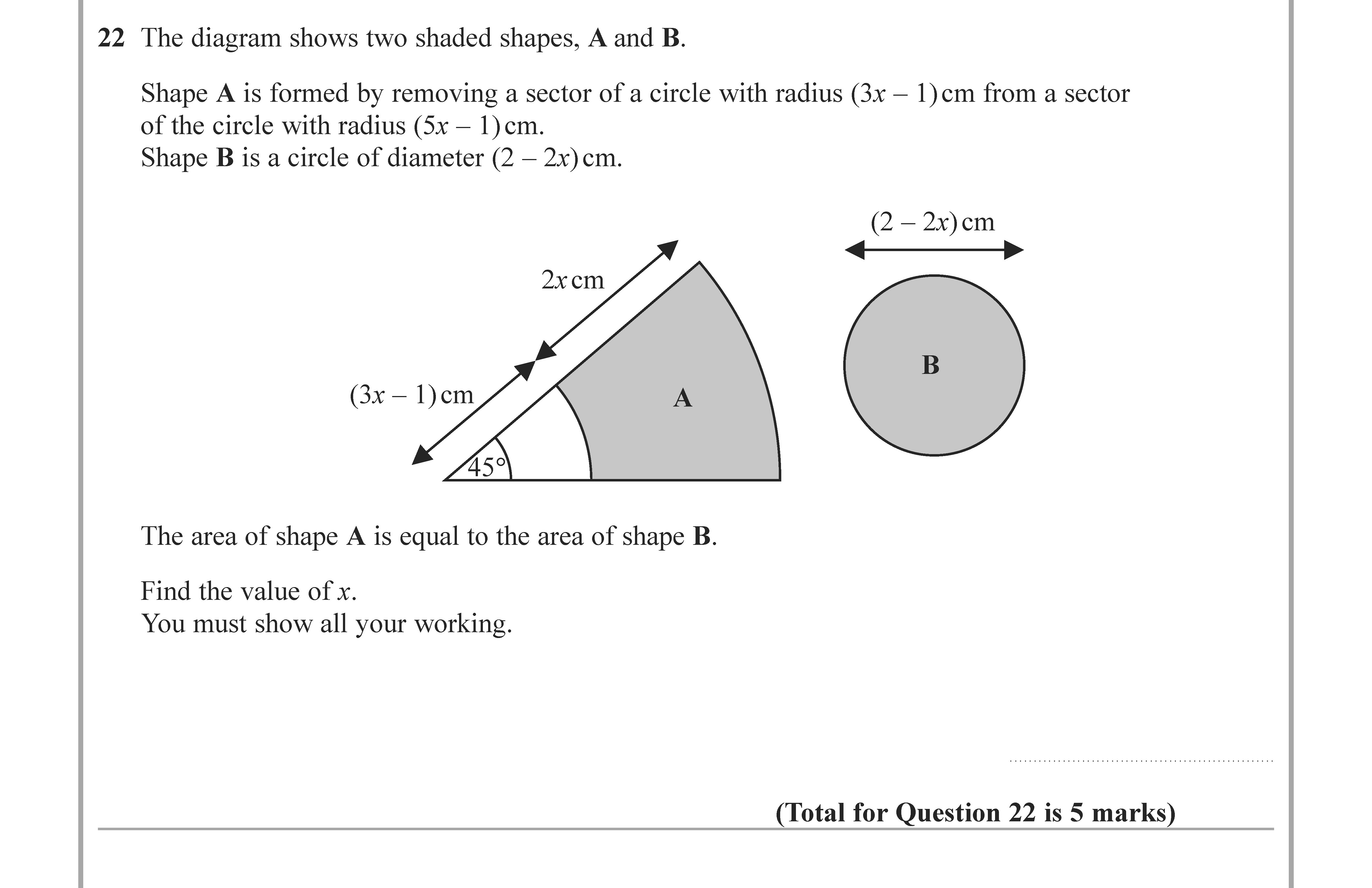 The-diagram-shows-two-shaded-shapes,-A-and-B-Edexcel-GCSE Maths-Question 22-2020-Paper 1.png