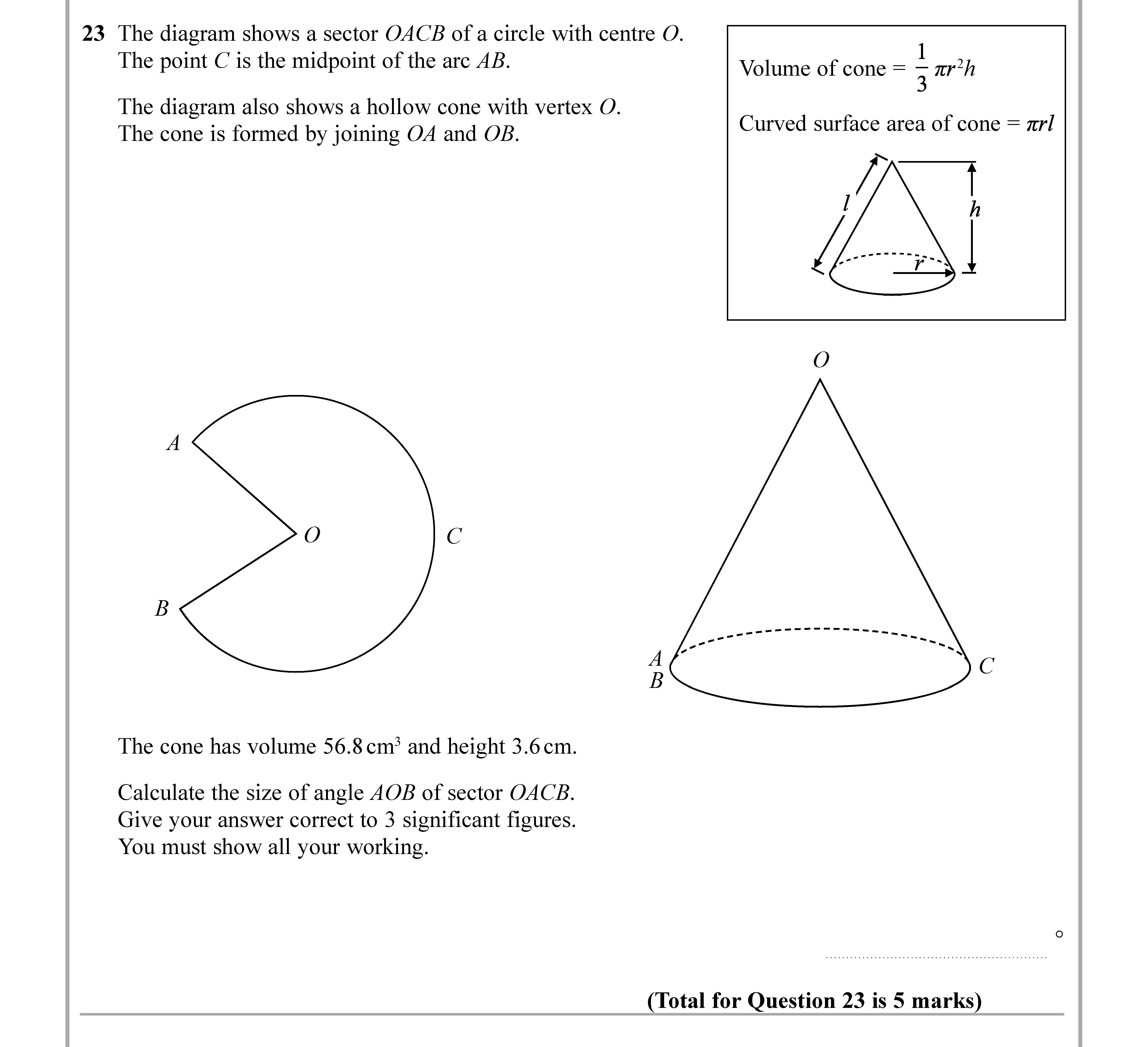 The-diagram-shows-a-sector-OACB-of-a-circle-with-centre-O-Edexcel-GCSE Maths-Question 24-2019-Paper 3.png