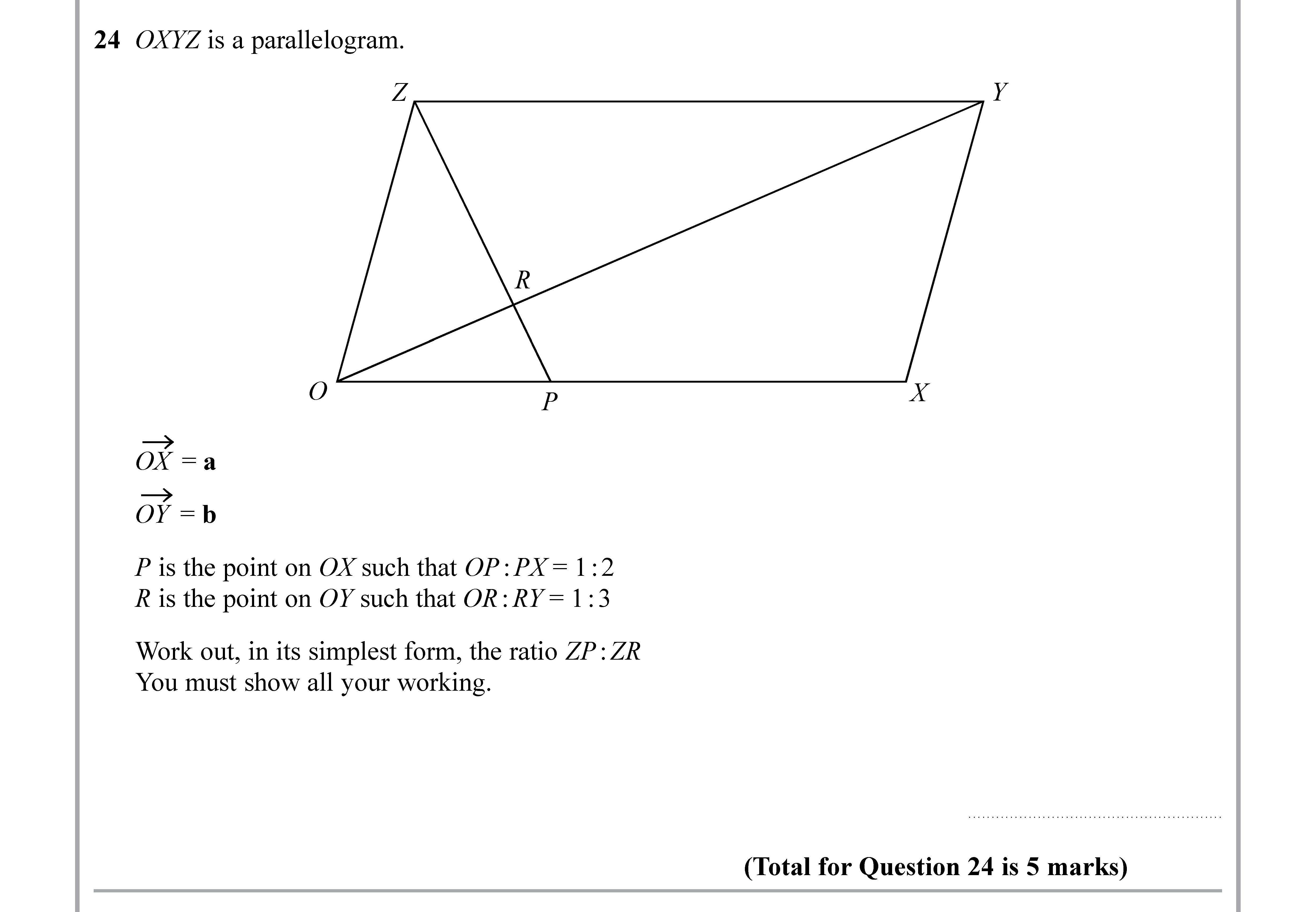 OYZ-is-a-parallelogram-Edexcel-GCSE Maths-Question 1-2019-Paper 1.png