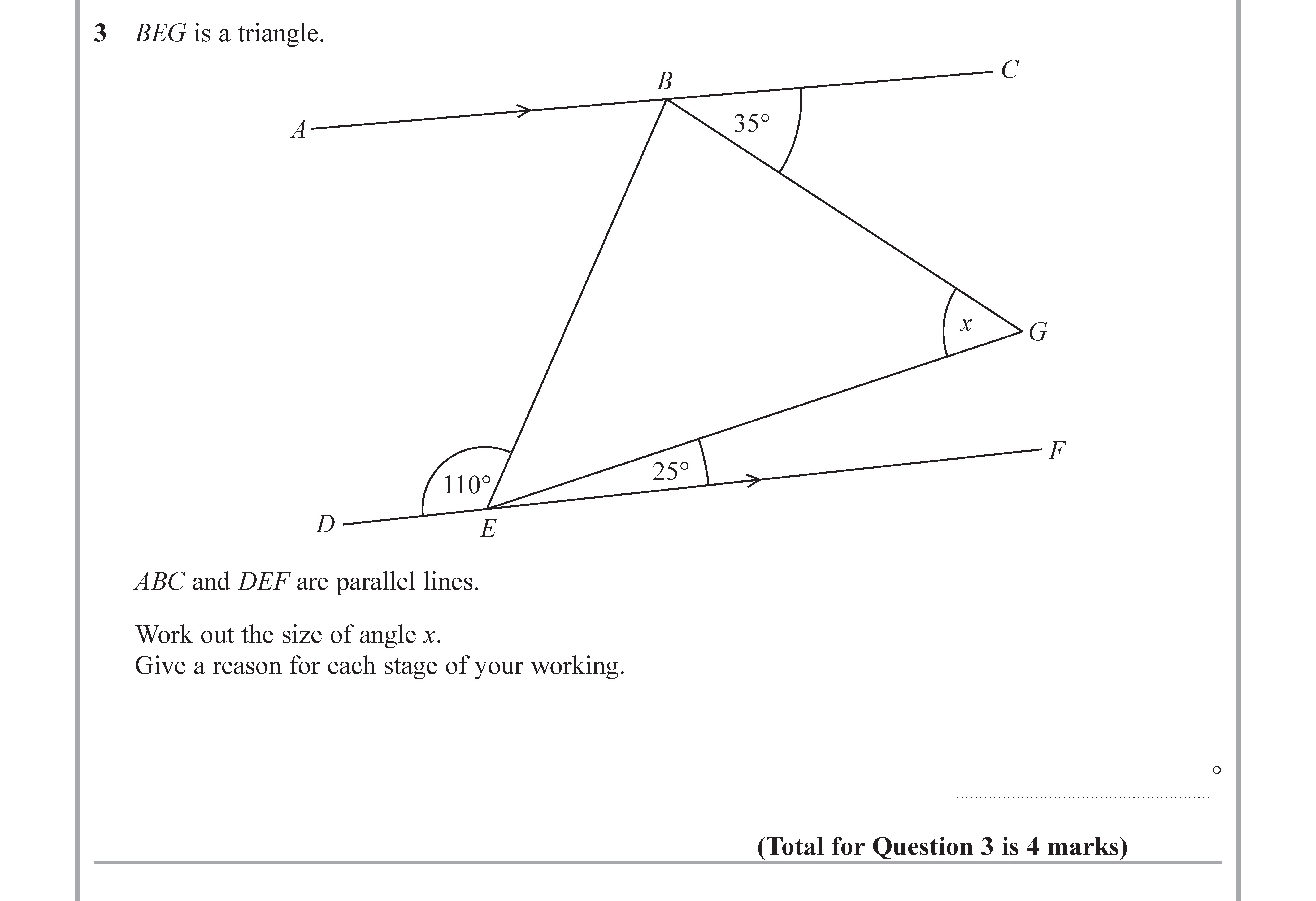 BEG-is-a-triangle:--ABC-and-DEF-are-parallel-lines-Edexcel-GCSE Maths-Question 5-2018-Paper 2.png