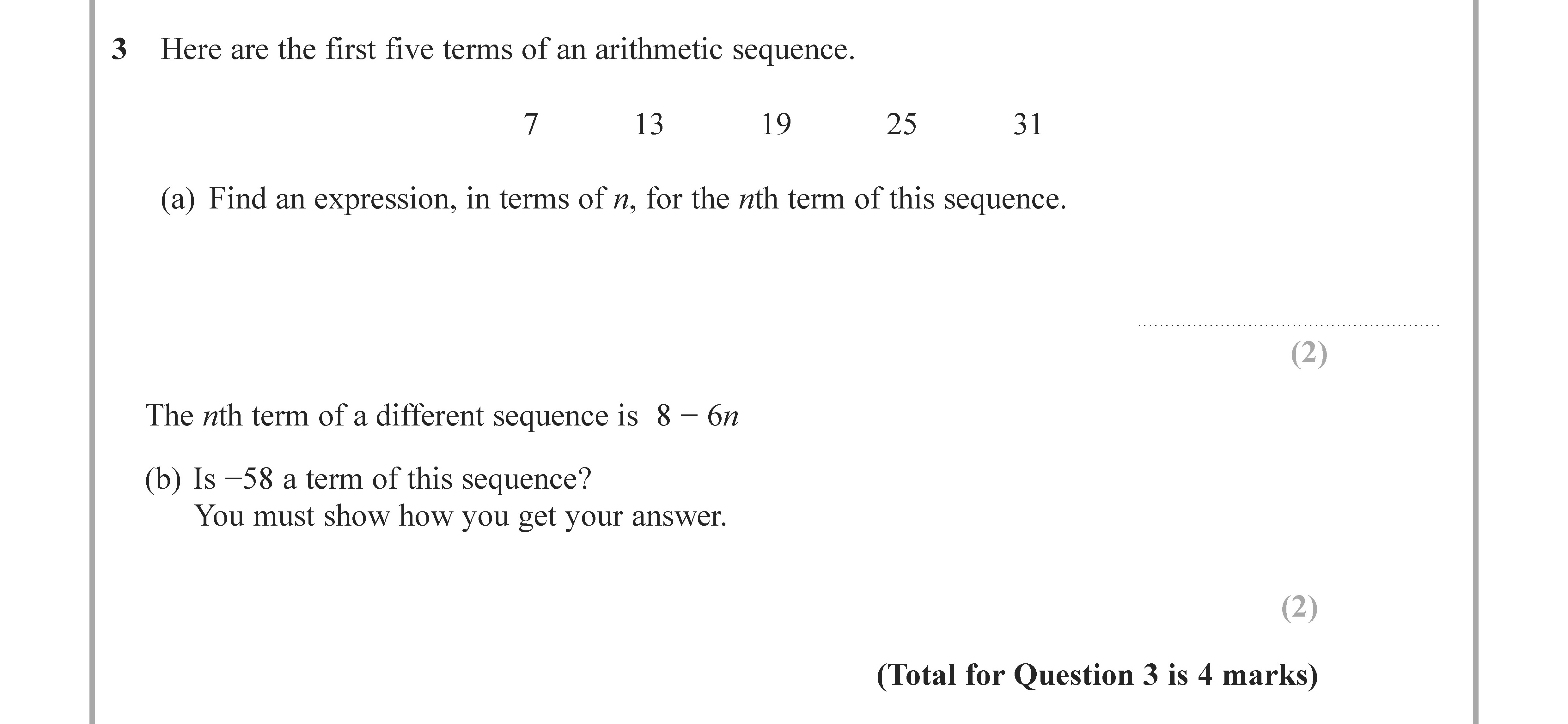 Here-are-the-first-five-terms-of-an-arithmetic-sequence-Edexcel-GCSE Maths-Question 3-2022-Paper 2.png