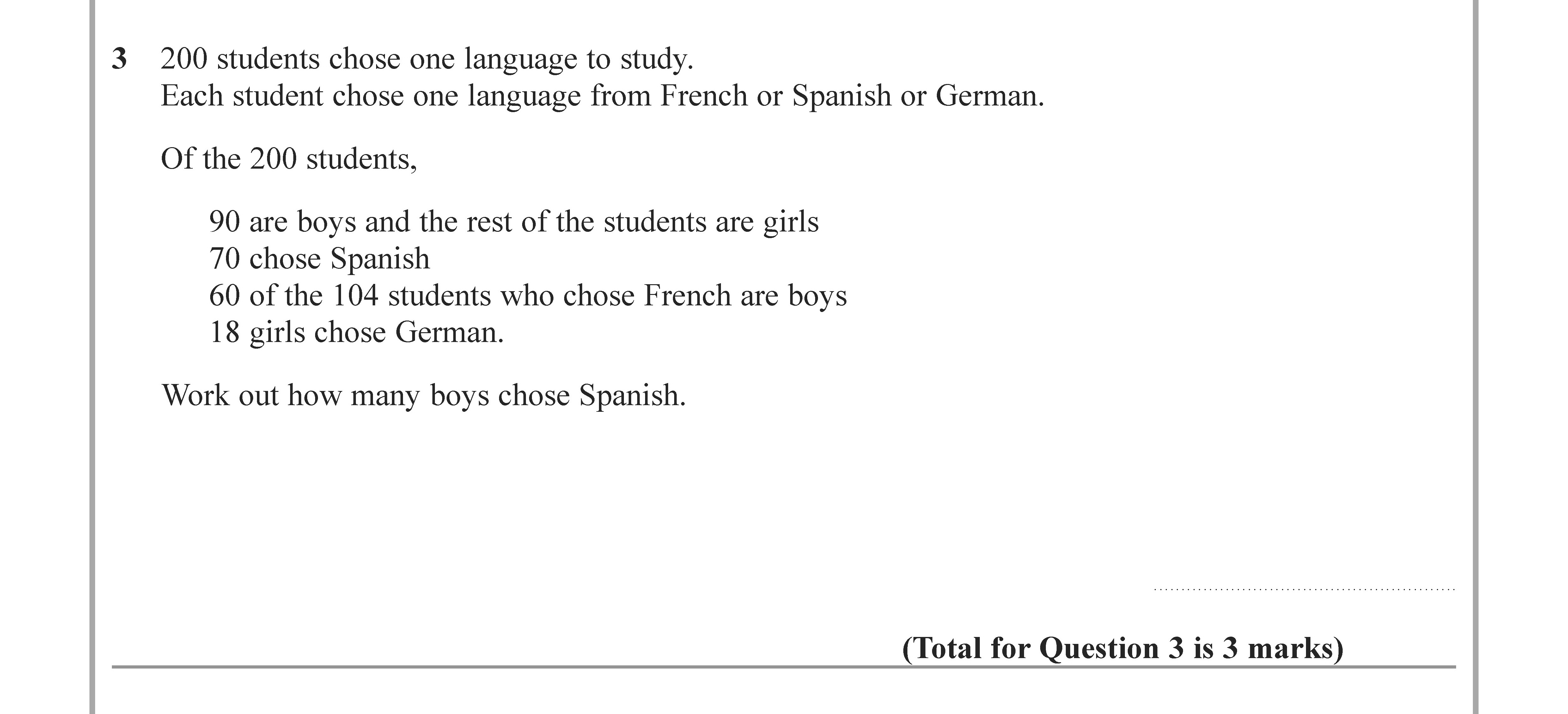 200-students-chose-one-language-to-study-Edexcel-GCSE Maths-Question 3-2022-Paper 3.png