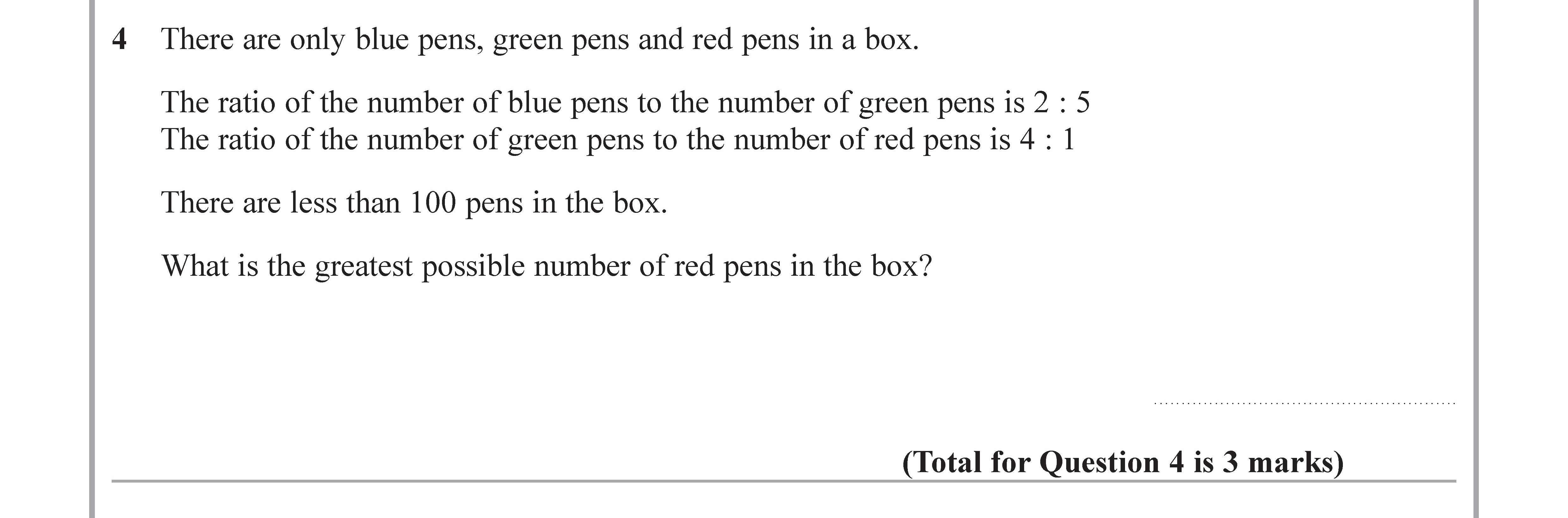 There-are-only-blue-pens,-green-pens-and-red-pens-in-a-box-Edexcel-GCSE Maths-Question 4-2017-Paper 3.png