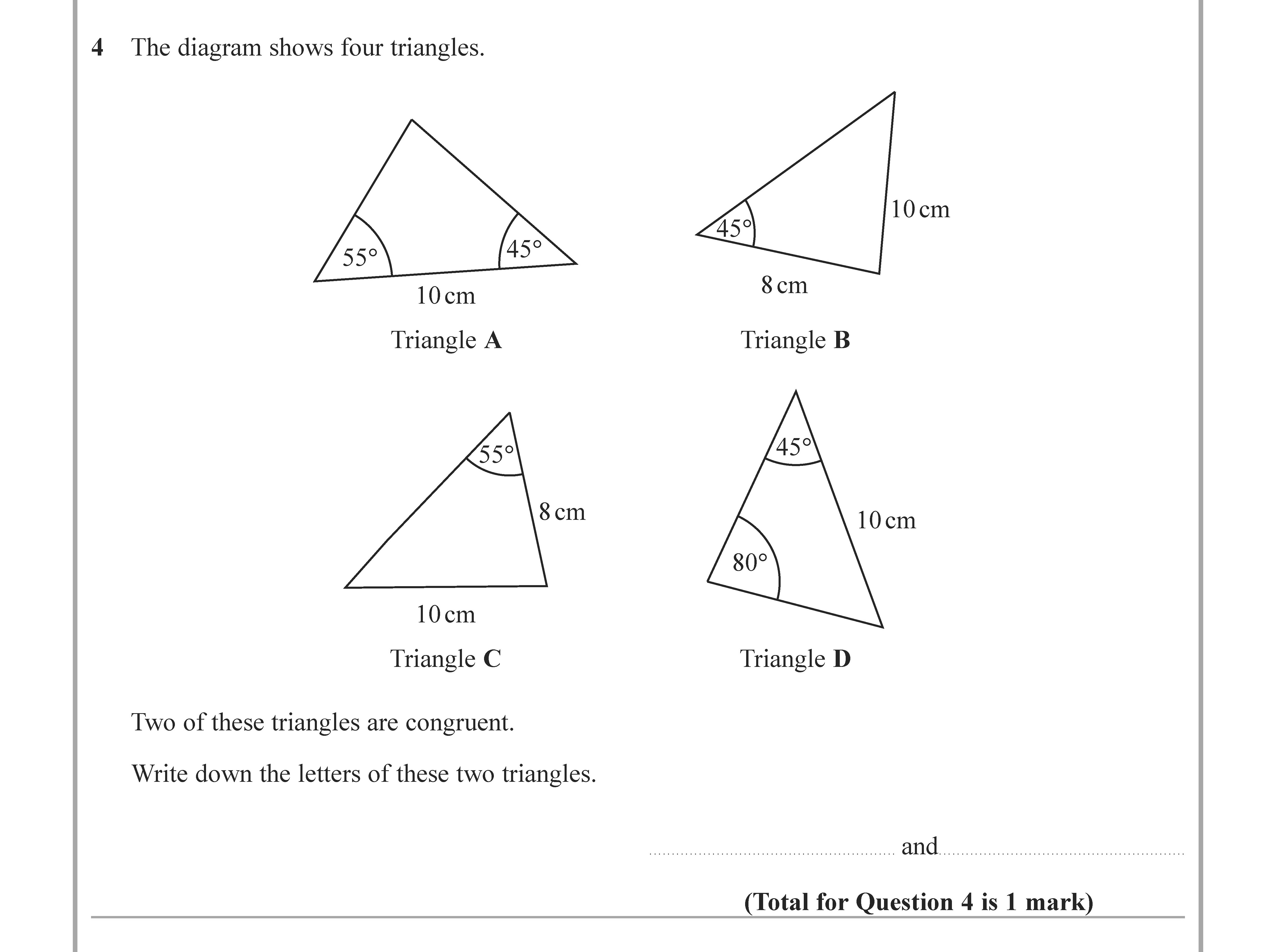 The-diagram-shows-four-triangles-Edexcel-GCSE Maths-Question 6-2020-Paper 1.png