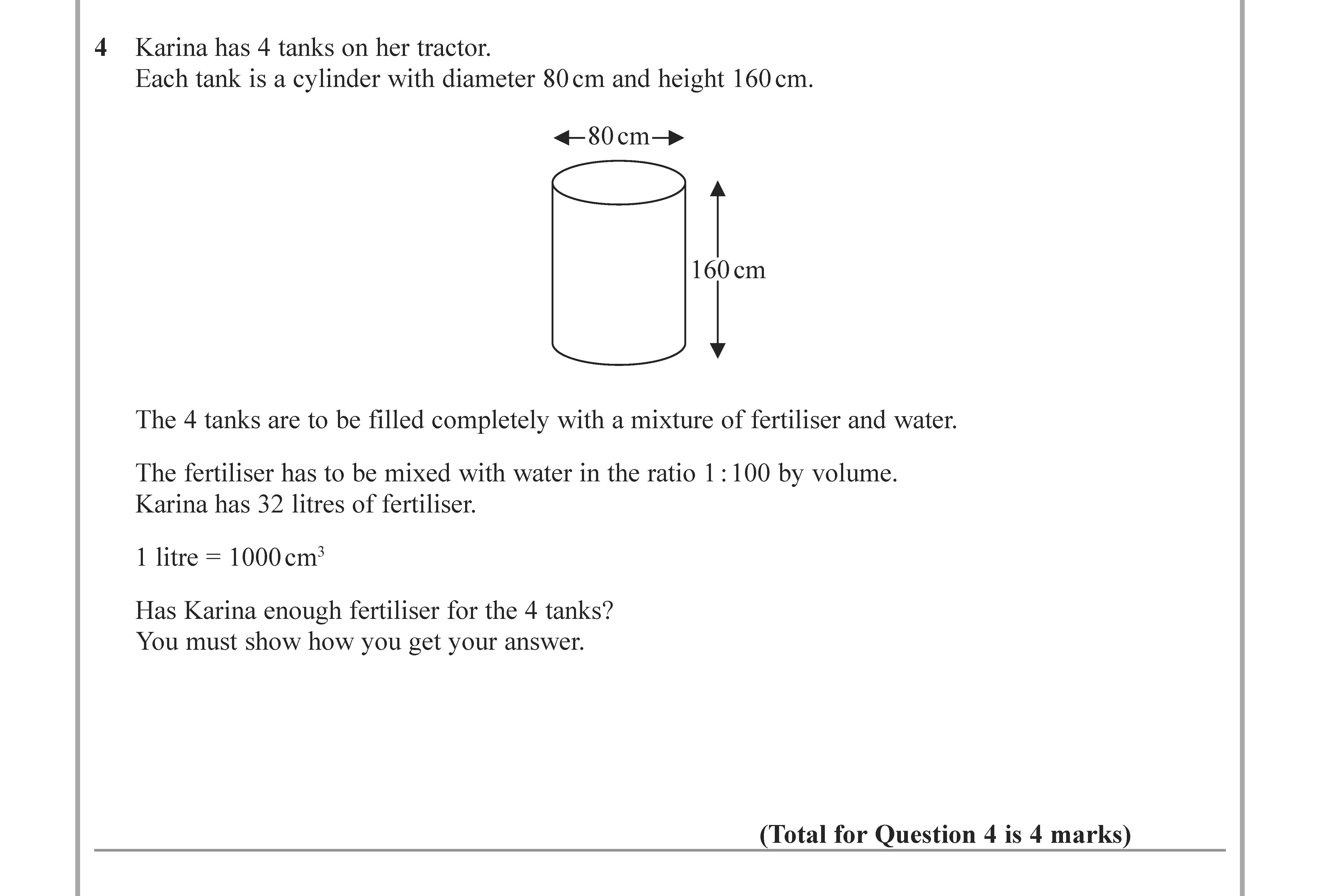 Karina-has-4-tanks-on-her-tractor-Edexcel-GCSE Maths-Question 4-2022-Paper 3.png