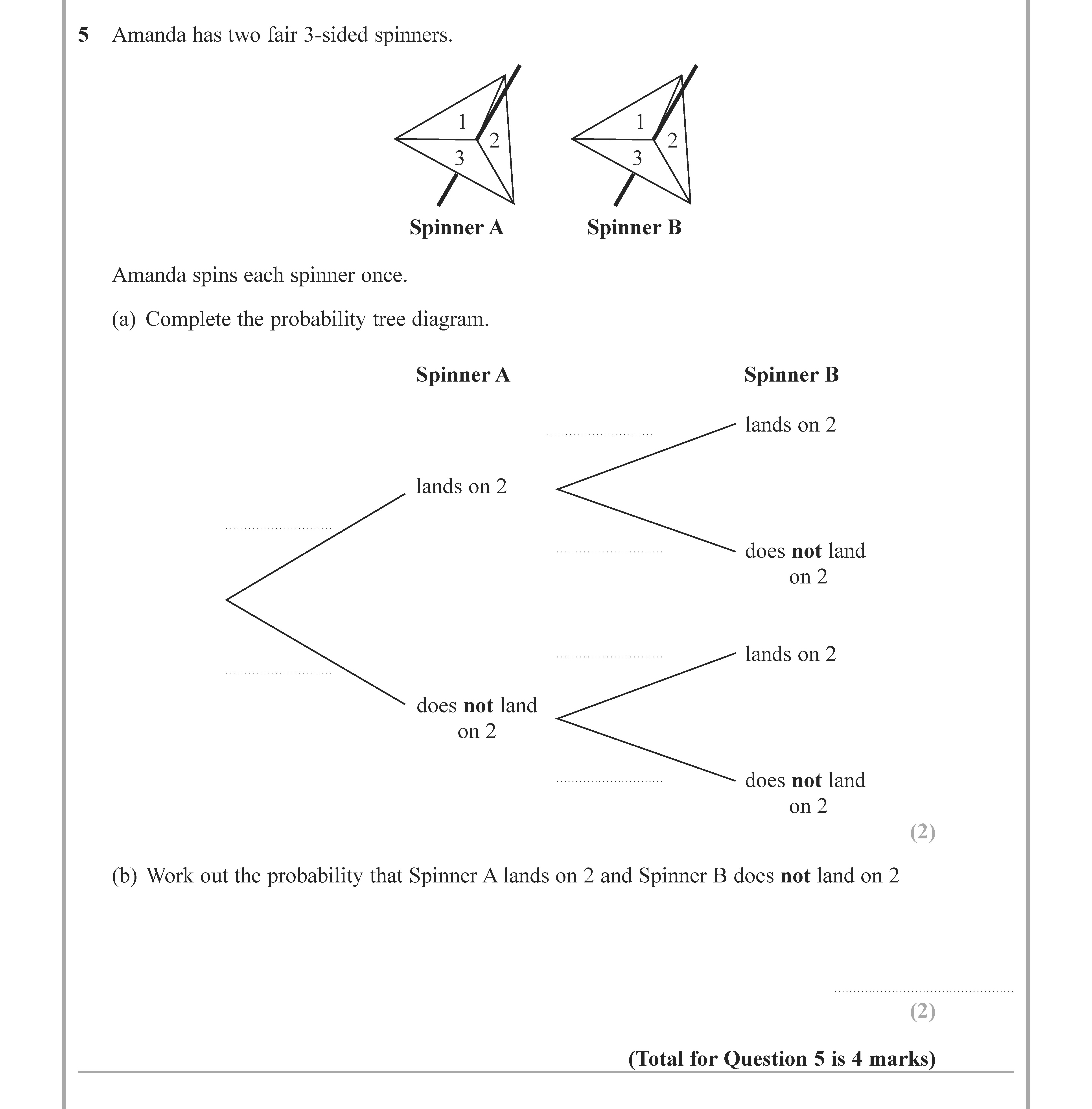 Amanda-has-two-fair-3-sided-spinners-Edexcel-GCSE Maths-Question 6-2020-Paper 3.png