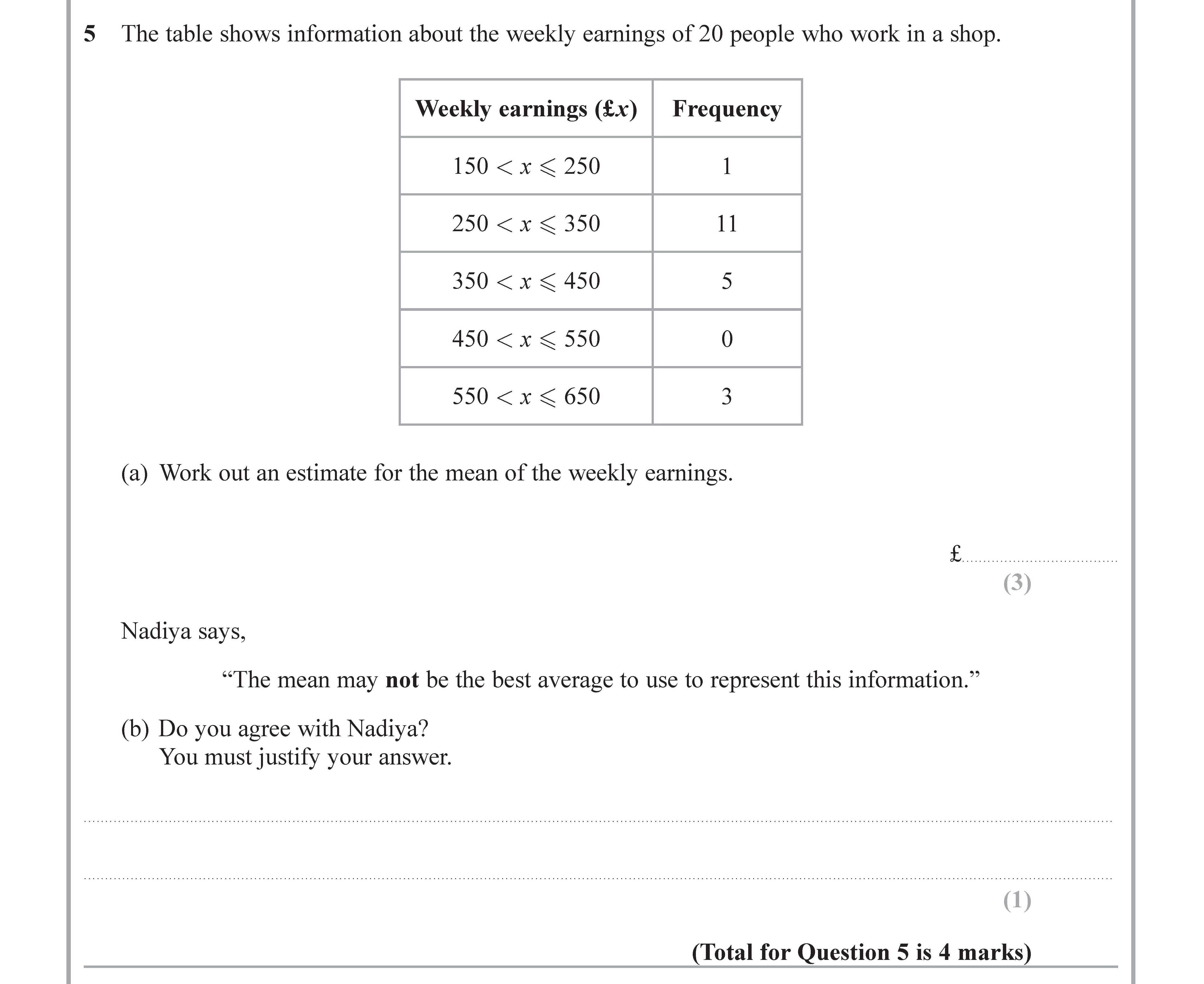 The-table-shows-information-about-the-weekly-earnings-of-20-people-who-work-in-a-shop-Edexcel-GCSE Maths-Question 5-2017-Paper 1.png