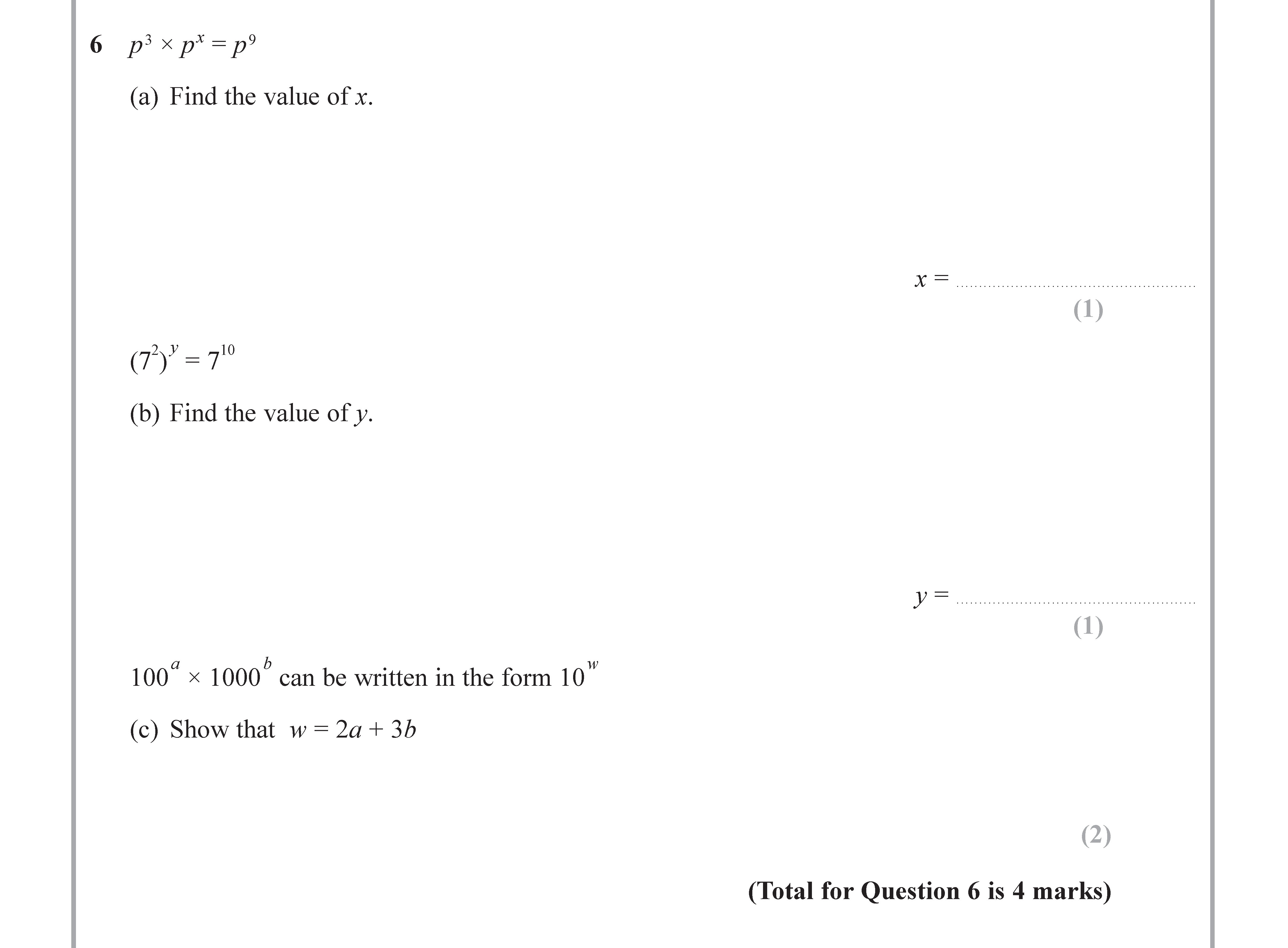 6.-$p^{x}-\times-p^{y}-=-p^{z}$------(a)-Find-the-value-of-$x$-Edexcel-GCSE Maths-Question 6-2017-Paper 2.png