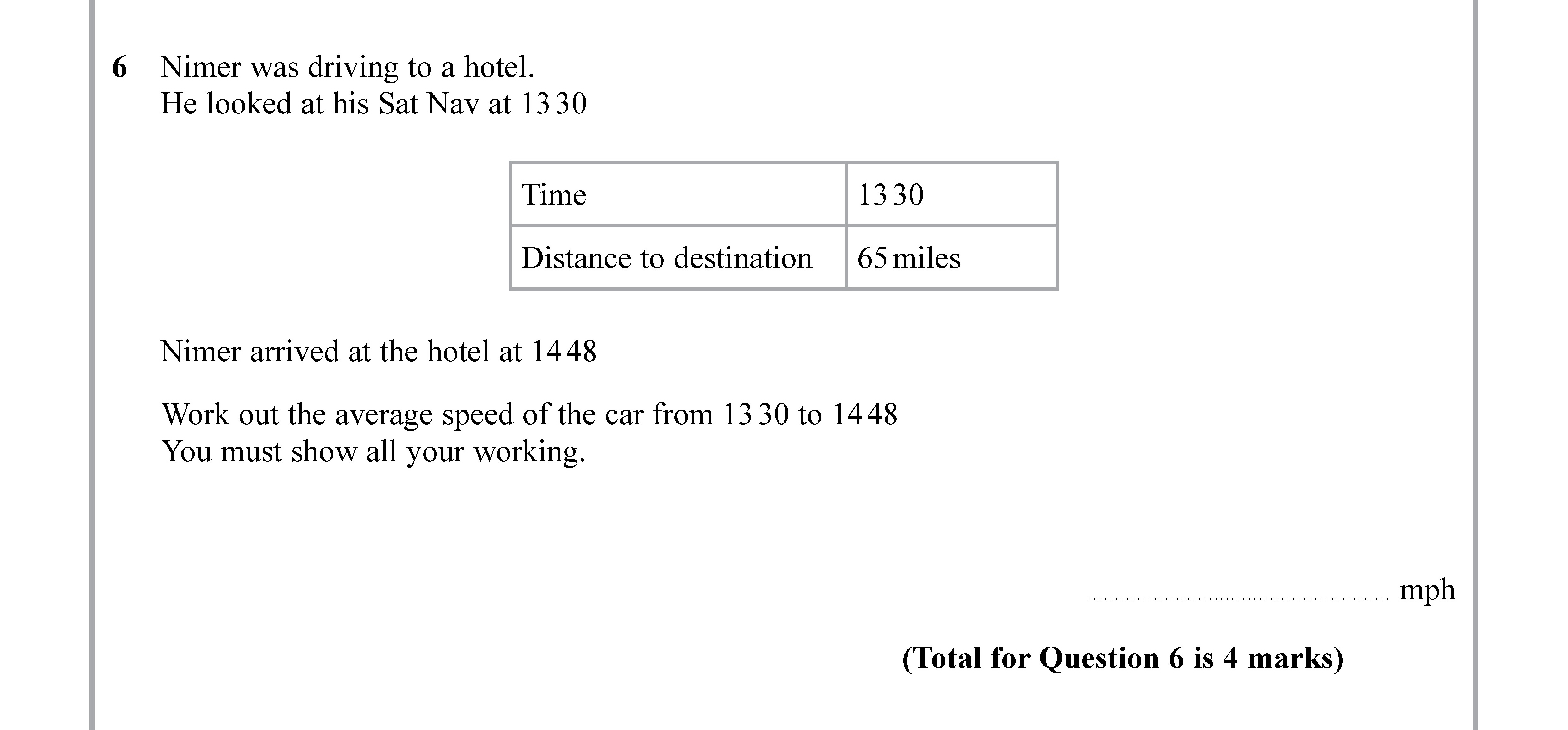 Nimer-was-driving-to-a-hotel-Edexcel-GCSE Maths-Question 10-2019-Paper 3.png