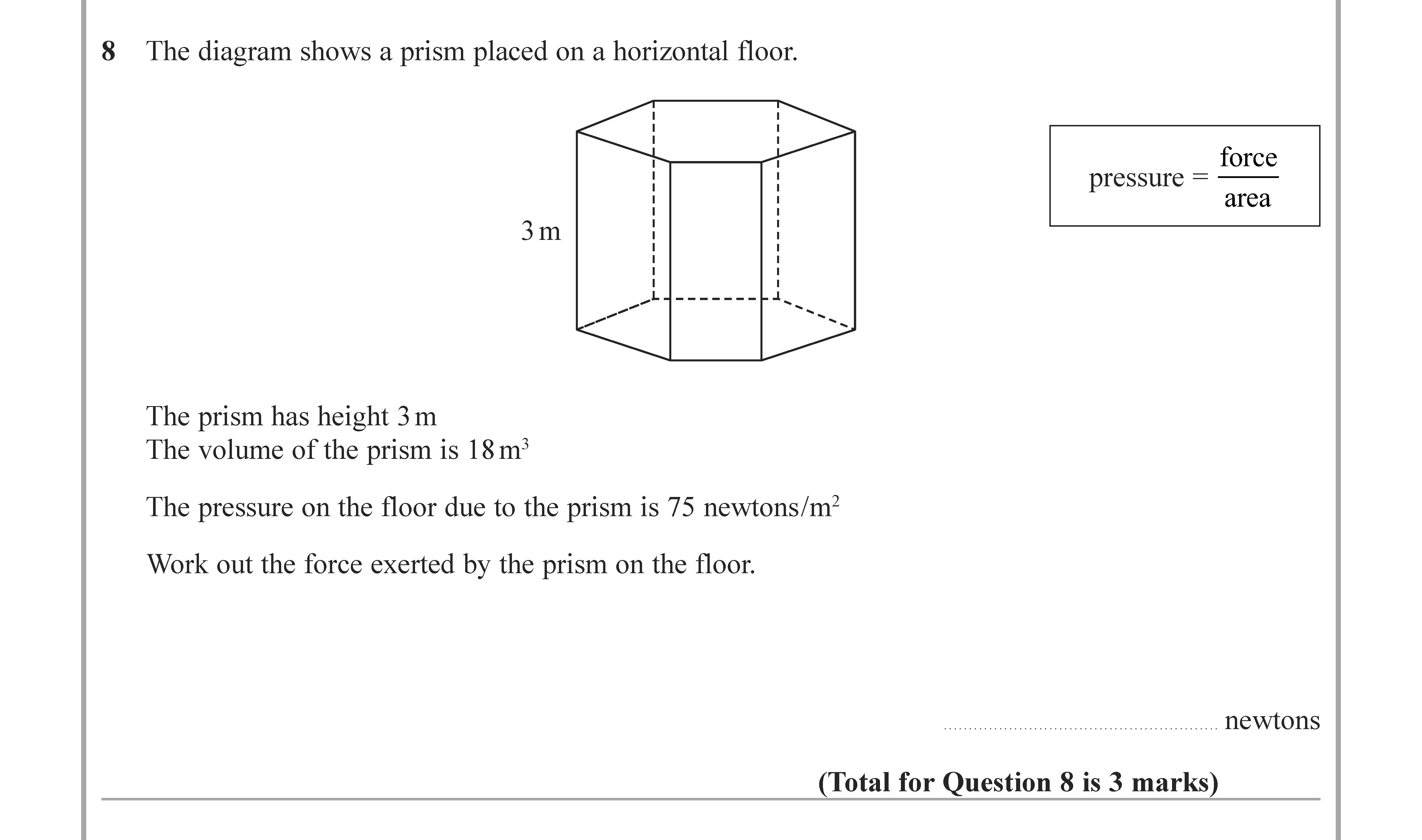 The-diagram-shows-a-prism-placed-on-a-horizontal-floor-Edexcel-GCSE Maths-Question 9-2020-Paper 1.png
