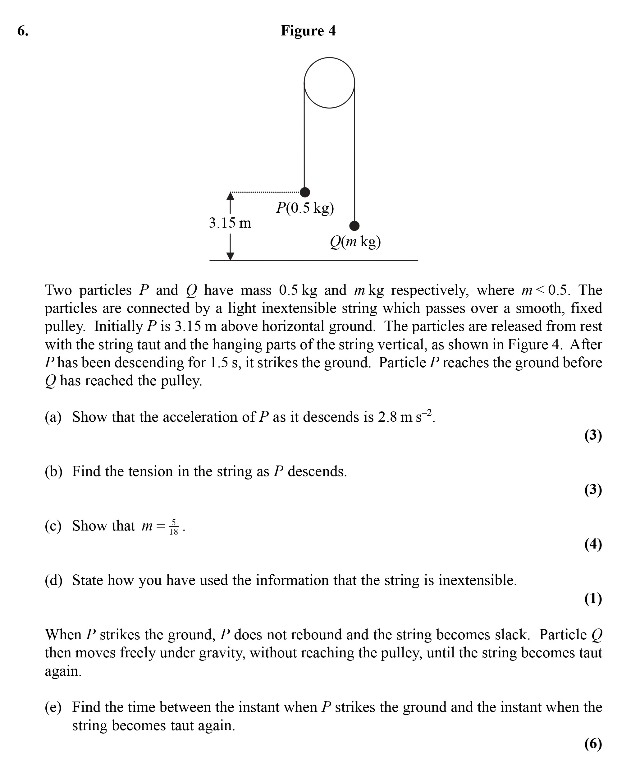 Two-particles-P-and-Q-have-mass-0.5-kg-and-m-kg-respectively,-where-m-<-0.5-Edexcel-A-Level Maths Mechanics-Question 6-2007-Paper 1.png
