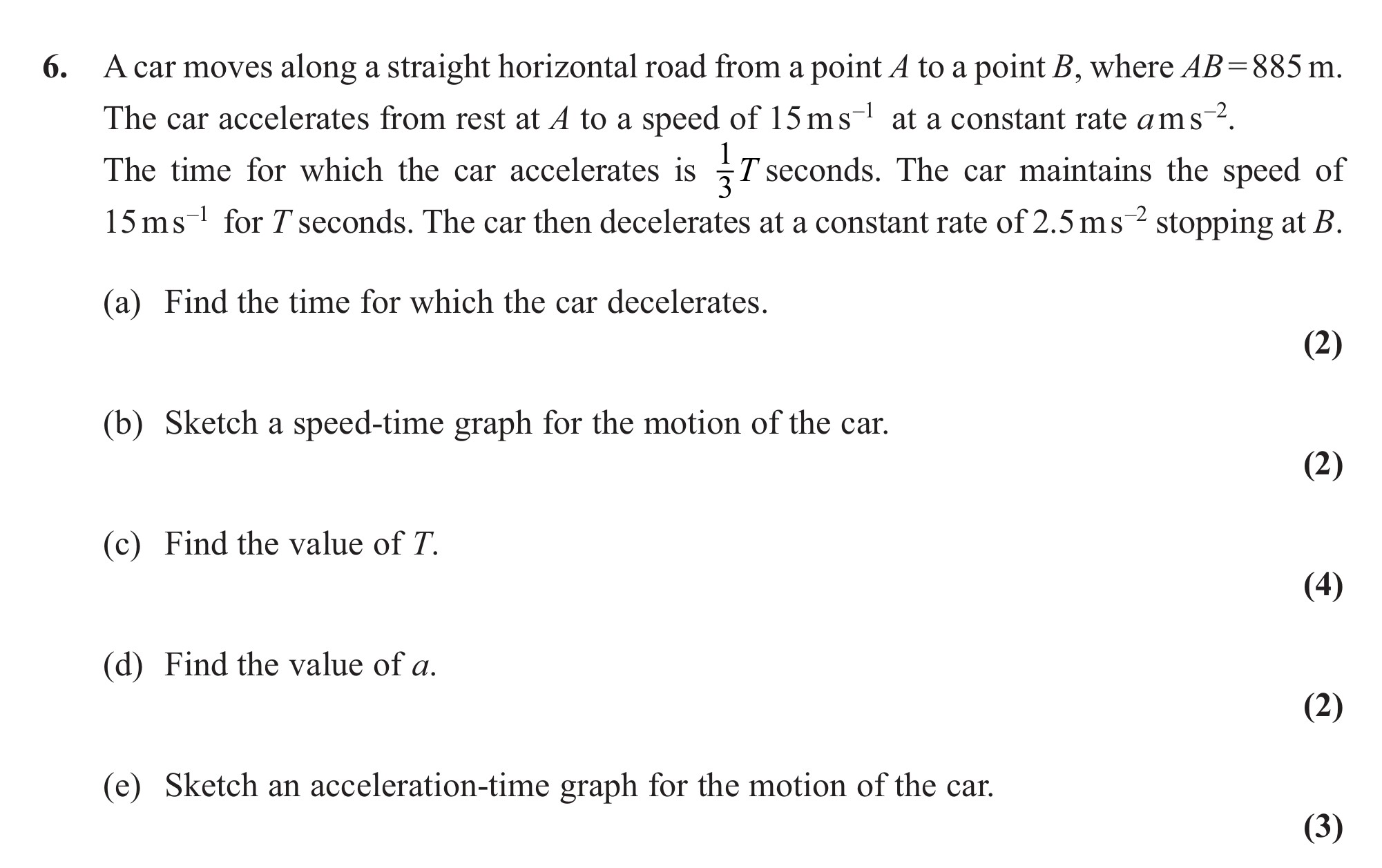 A-car-moves-along-a-straight-horizontal-road-from-a-point-A-to-a-point-B,-where-AB-=-885-m-Edexcel-A-Level Maths Mechanics-Question 6-2012-Paper 1.png