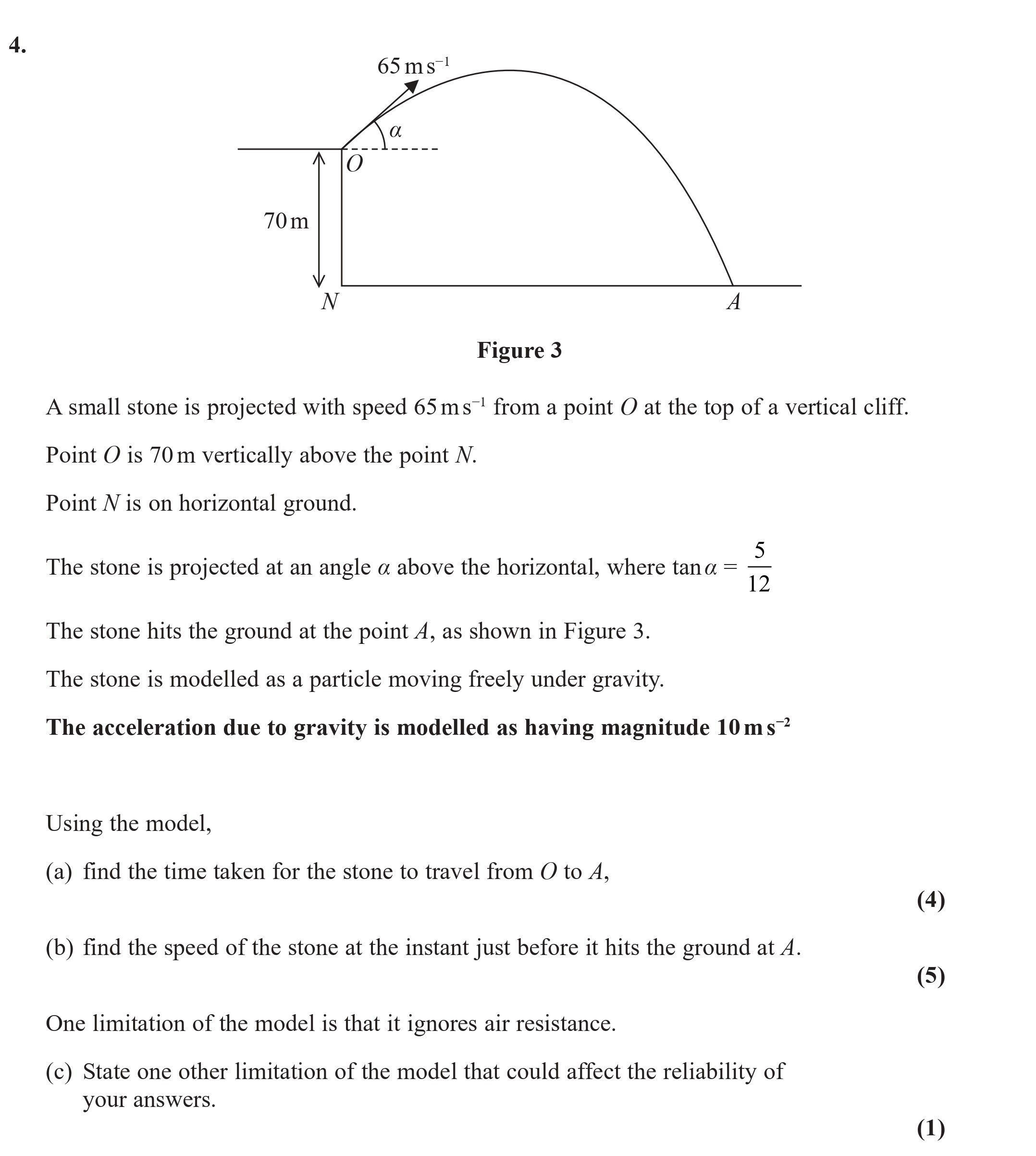 A-small-stone-is-projected-with-speed-65-ms⁻¹-from-a-point-O-at-the-top-of-a-vertical-cliff-Edexcel-A-Level Maths Mechanics-Question 4-2021-Paper 1.png