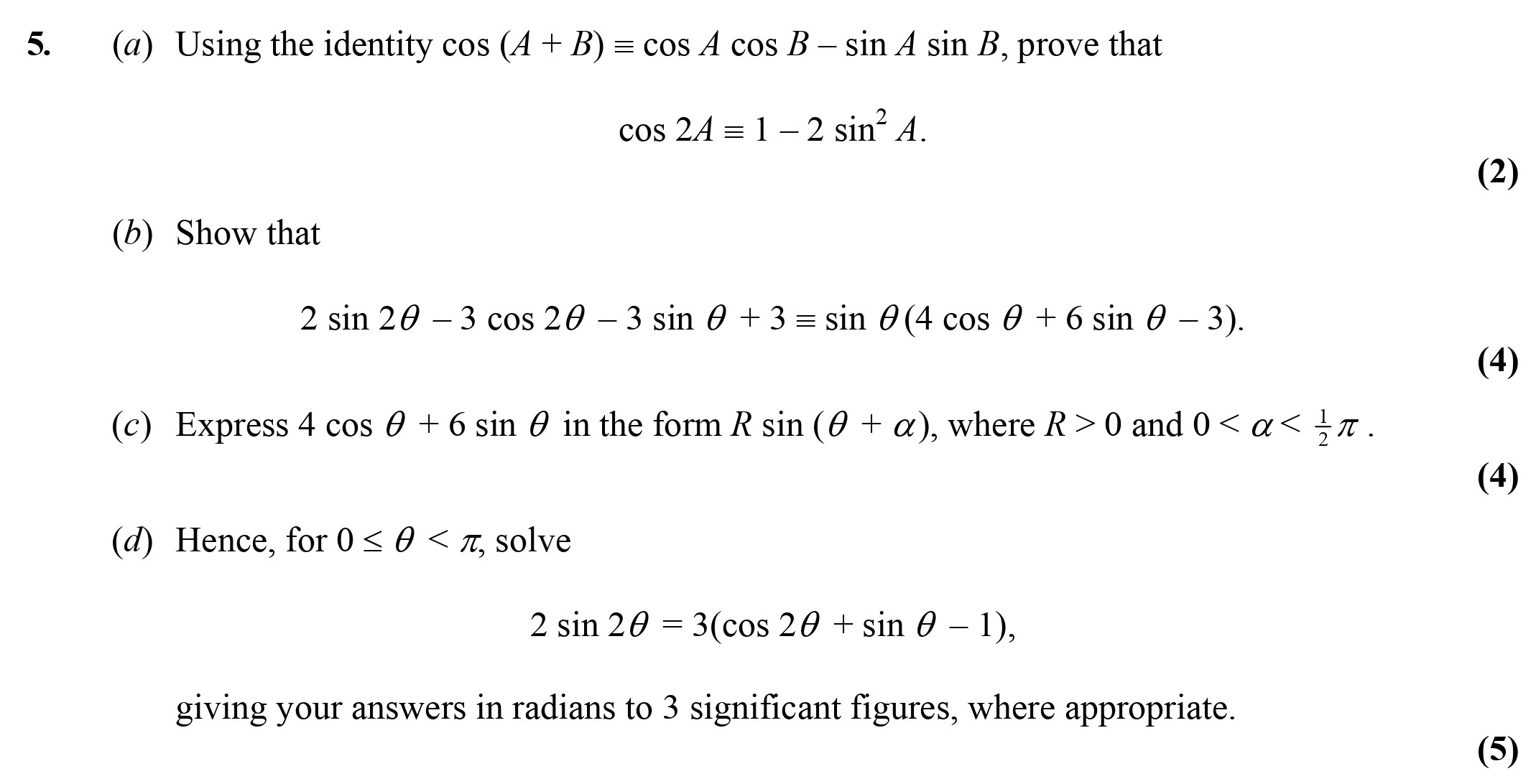 5.-Using-the-identity-cos(A-+-B)-=-cos-A-cos-B---sin-A-sin-B,-prove-that-cos-2A-=-1---2-sin^2-A-Edexcel-A-Level Maths Pure-Question 5-2005-Paper 5.png
