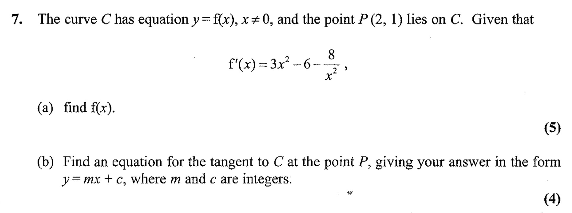The-curve-C-has-equation-y-=-f(x),-x-≠-0,-and-the-point-P(2,-1)-lies-on-C-Edexcel-A-Level Maths Pure-Question 9-2007-Paper 2.png