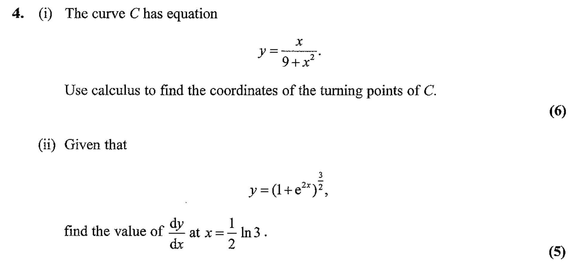 The-curve-C-has-equation--y-=-\frac{x}{9+x^2}-Edexcel-A-Level Maths Pure-Question 6-2007-Paper 6.png