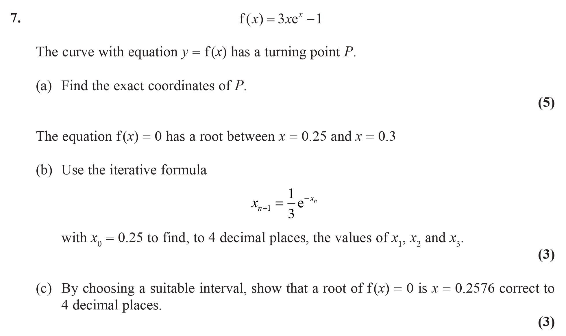 The-curve-with-equation-$y-=-f(x)-=-3xe^x---1$-has-a-turning-point-$P$-Edexcel-A-Level Maths Pure-Question 7-2009-Paper 2.png