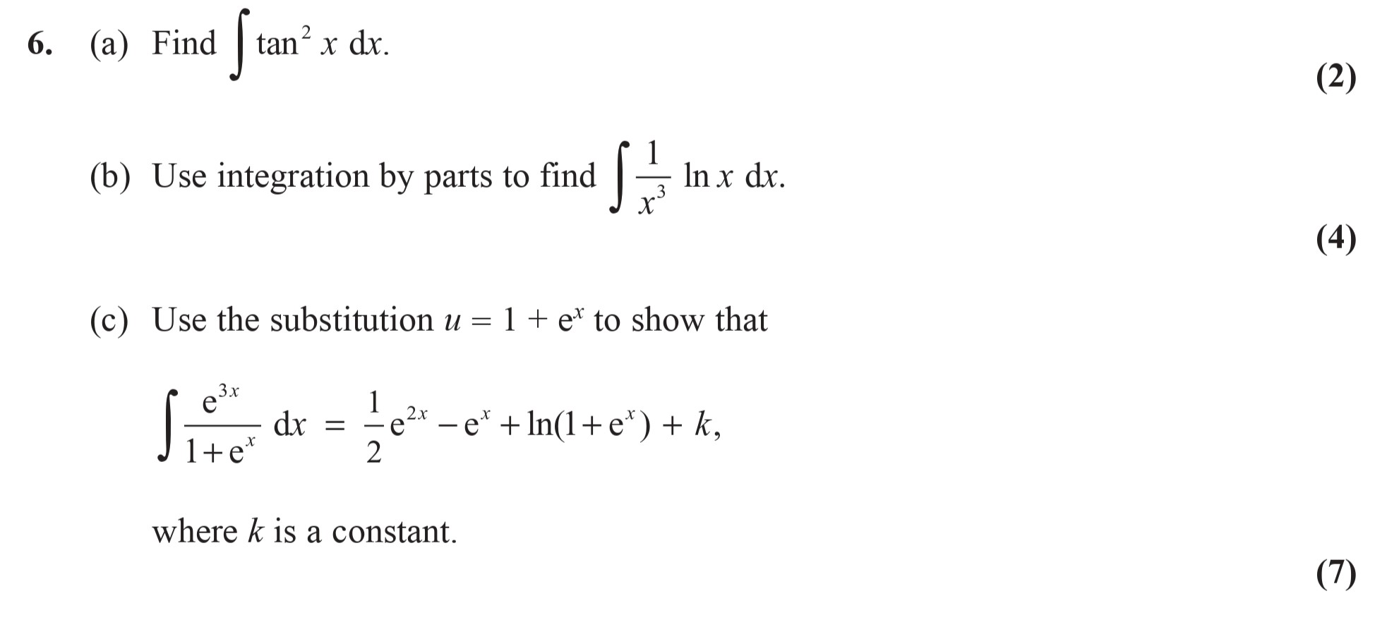 6.-(a)-Find-\(-\int-\tan-x-\,-dx-\)-Edexcel-A-Level Maths Pure-Question 1-2008-Paper 3.png
