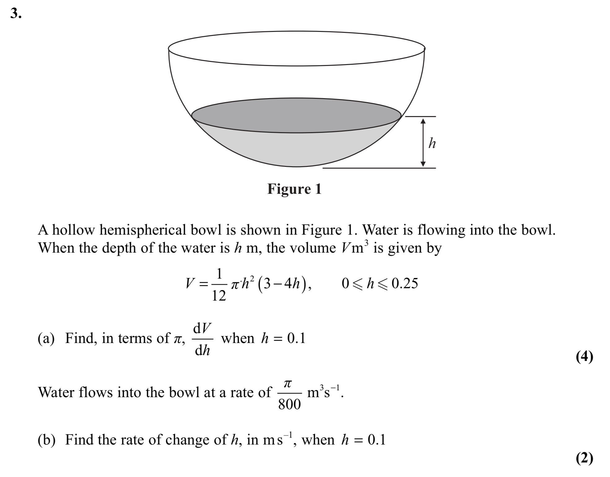A-hollow-hemispherical-bowl-is-shown-in-Figure-1-Edexcel-A-Level Maths Pure-Question 5-2011-Paper 5.png