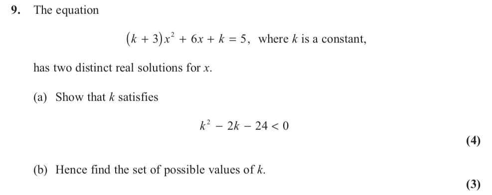 The-equation---$(k-+-3)x^2-+-6x-+-k-=-5$,-where-$k$-is-a-constant,---has-two-distinct-real-solutions-for-$x$-Edexcel-A-Level Maths Pure-Question 11-2013-Paper 3.png