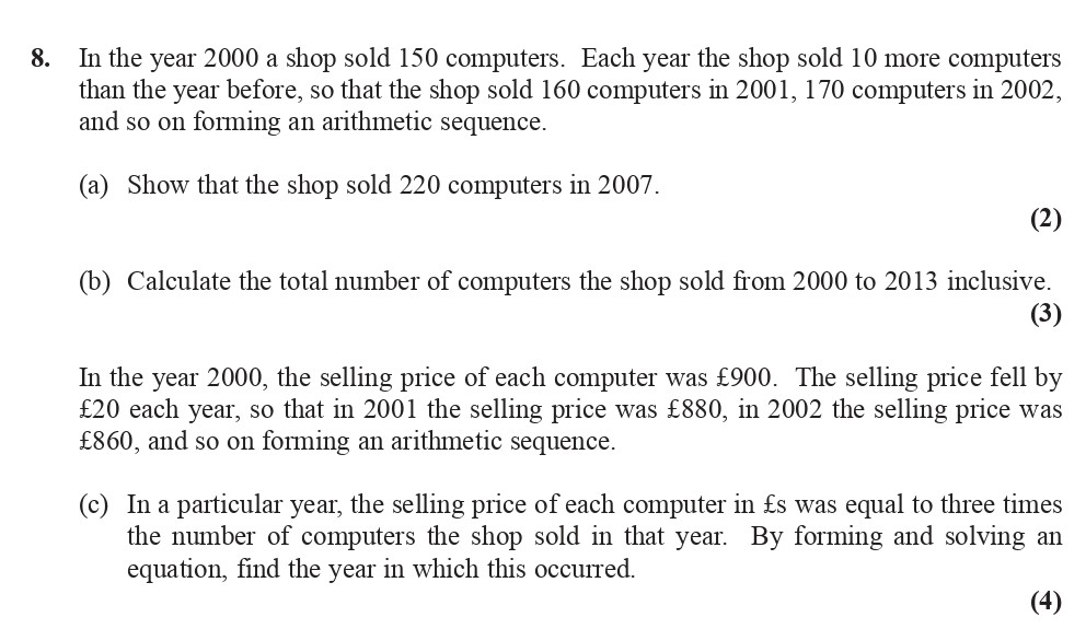 In-the-year-2000-a-shop-sold-150-computers-Edexcel-A-Level Maths Pure-Question 10-2014-Paper 1.png