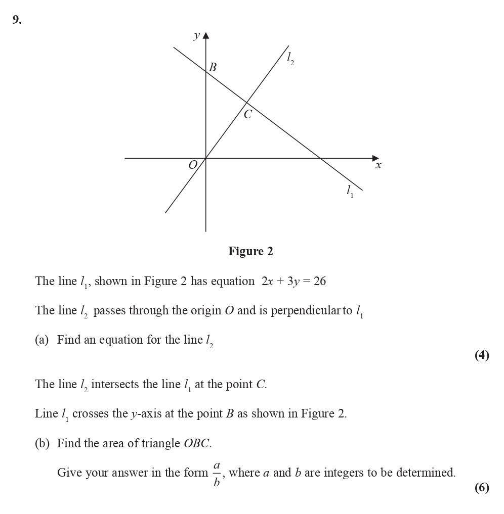 The-line-$l_1$,-shown-in-Figure-2-has-equation-$2x-+-3y-=-26$-Edexcel-A-Level Maths Pure-Question 2-2014-Paper 1.png