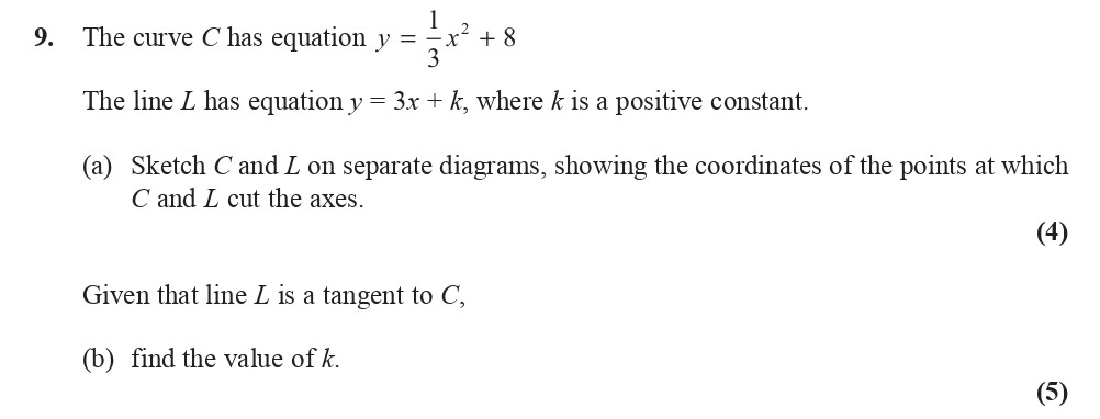 The-curve-C-has-equation-$y-=-\frac{1}{3}x^2-+-8$-Edexcel-A-Level Maths Pure-Question 11-2014-Paper 2.png