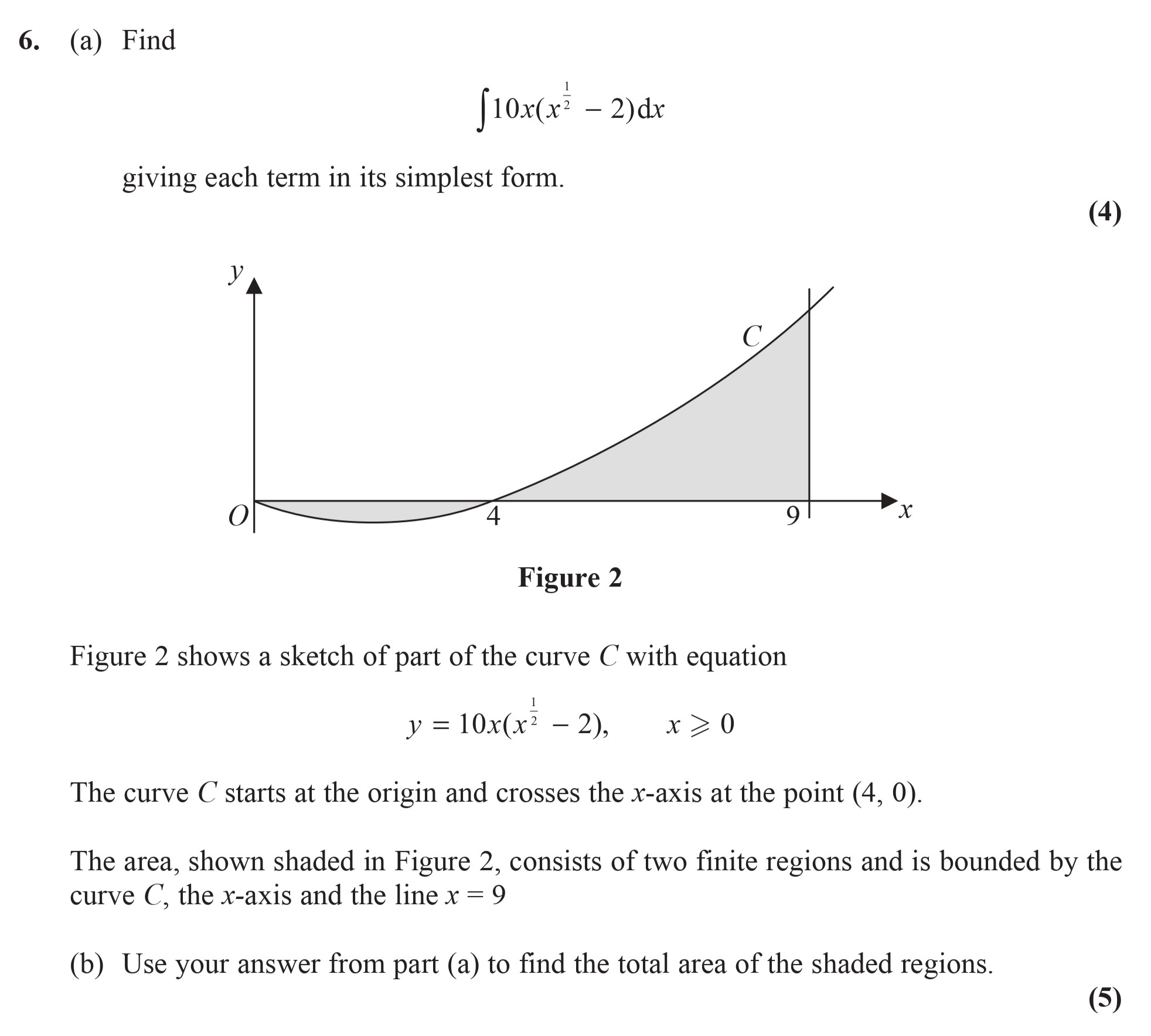 6.-(a)-Find----\[-\int-10x(x^2---2)dx-\]----giving-each-term-in-its-simplest-form-Edexcel-A-Level Maths Pure-Question 8-2015-Paper 2.png