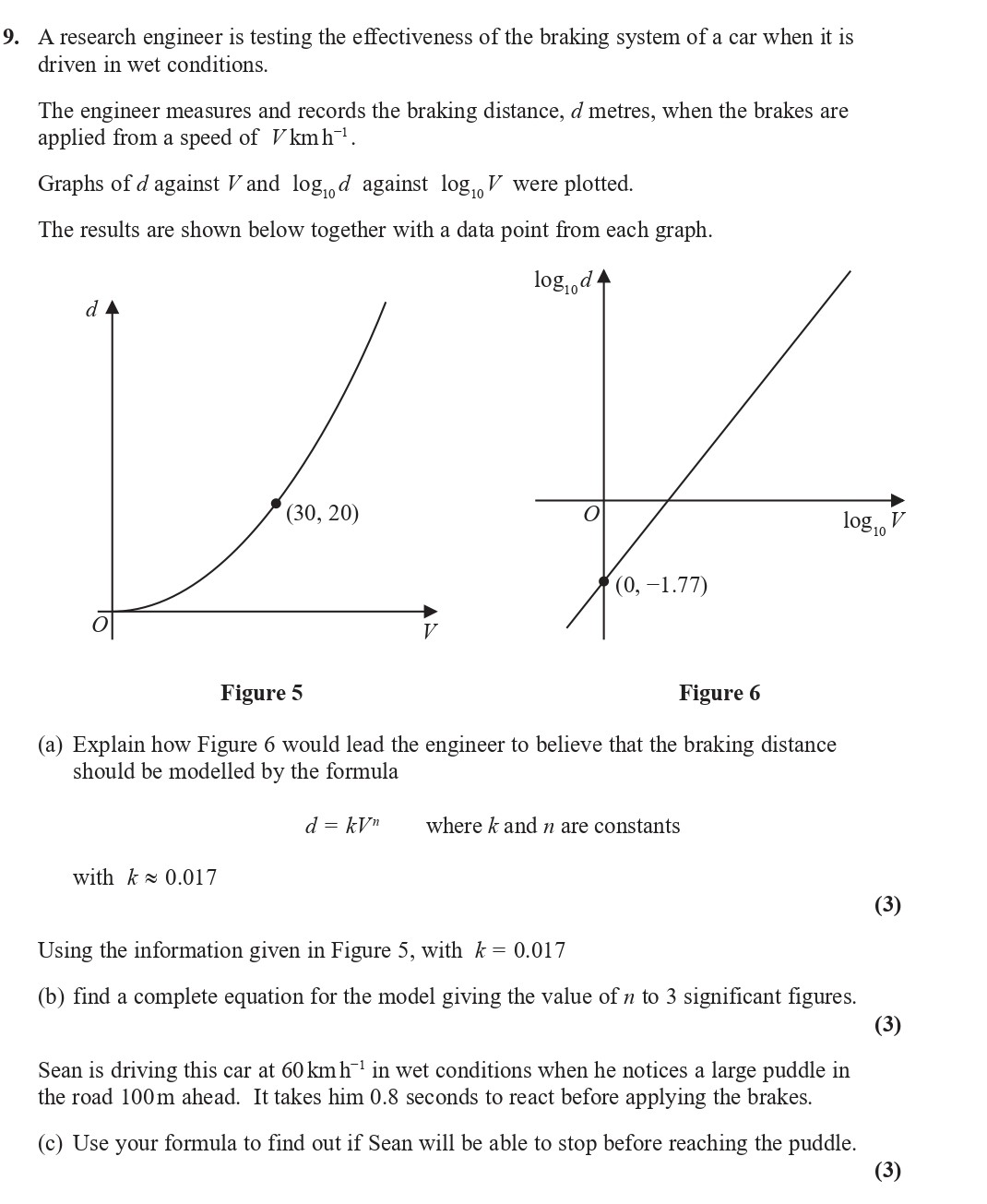 A-research-engineer-is-testing-the-effectiveness-of-the-braking-system-of-a-car-when-it-is-driven-in-wet-conditions-Edexcel-A-Level Maths Pure-Question 11-2019-Paper 2.png