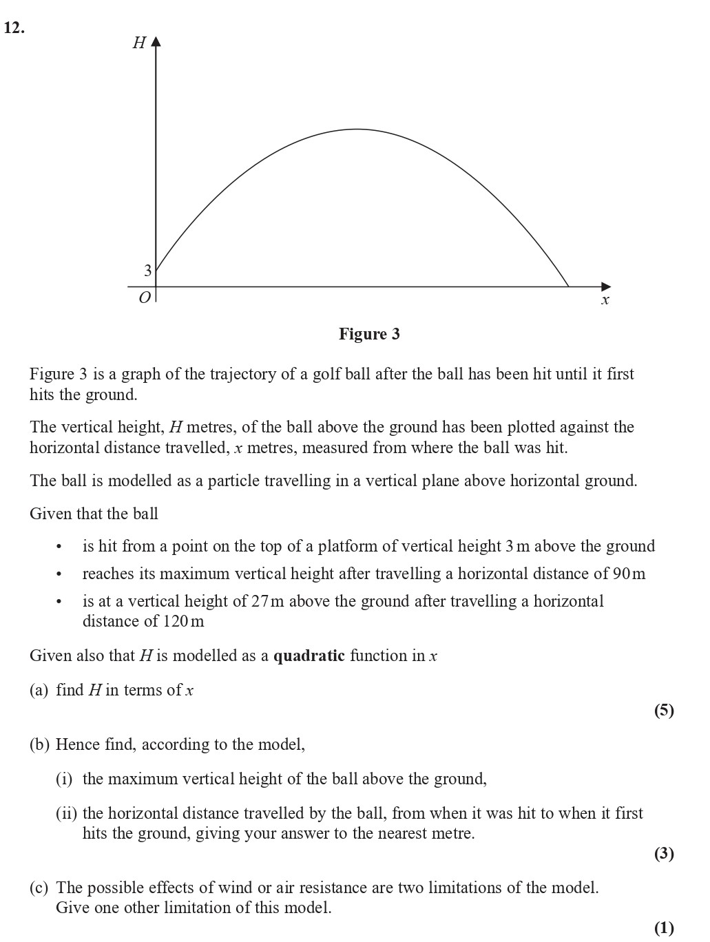 Figure-3-is-a-graph-of-the-trajectory-of-a-golf-ball-after-the-ball-has-been-hit-until-it-first-hits-the-ground-Edexcel-A-Level Maths Pure-Question 14-2021-Paper 1.png