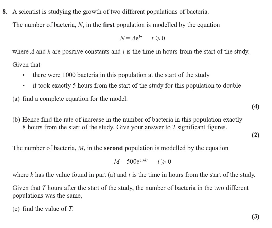 A-scientist-is-studying-the-growth-of-two-different-populations-of-bacteria-Edexcel-A-Level Maths Pure-Question 9-2021-Paper 1.png